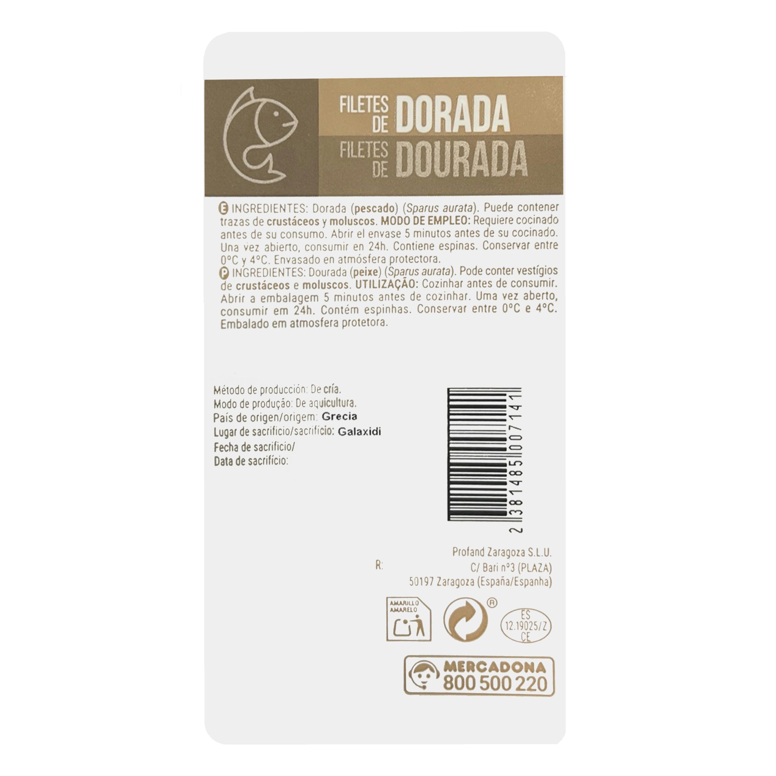 Etiqueta Filetes de dorada