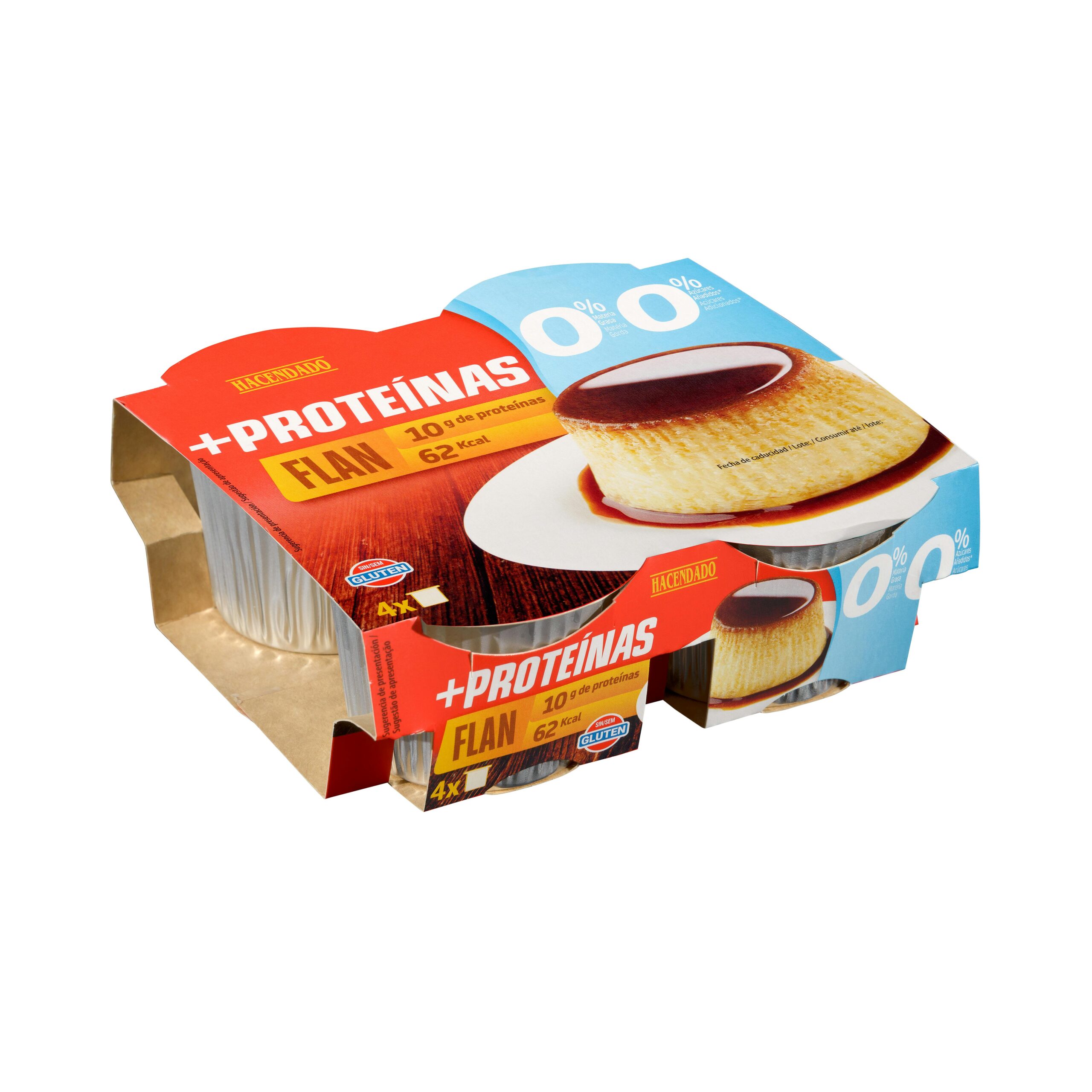 Flan de huevo +Proteínas Hacendado 0% m.g 10 g proteínas Mercadona