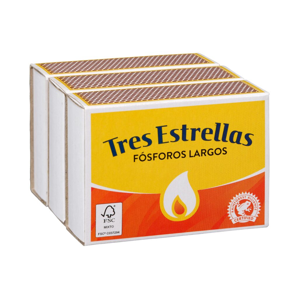 Fósforos de madera largos Tres Estrellas