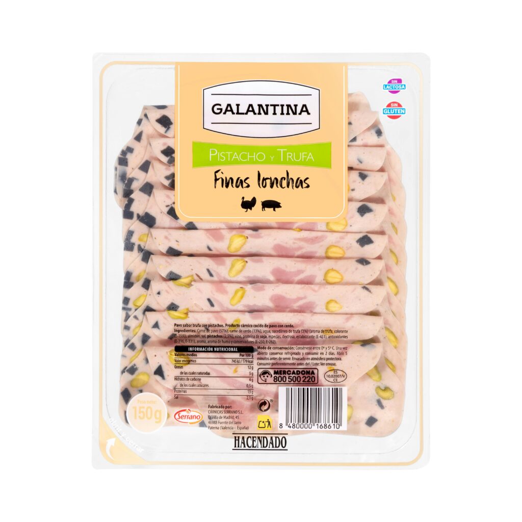 Galantina con pistacho y trufa Hacendado finas lonchas