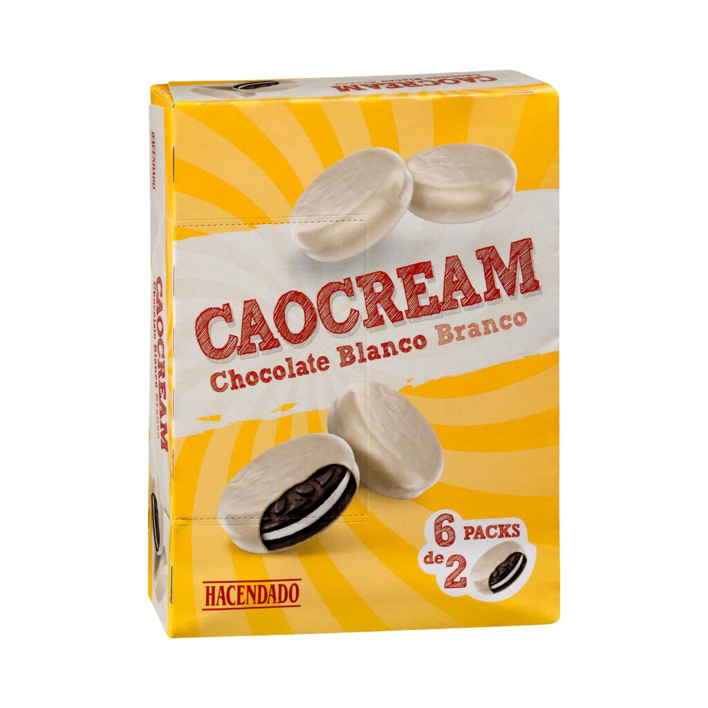 Galletas Caocream chocolate blanco Hacendado rellenas de crema