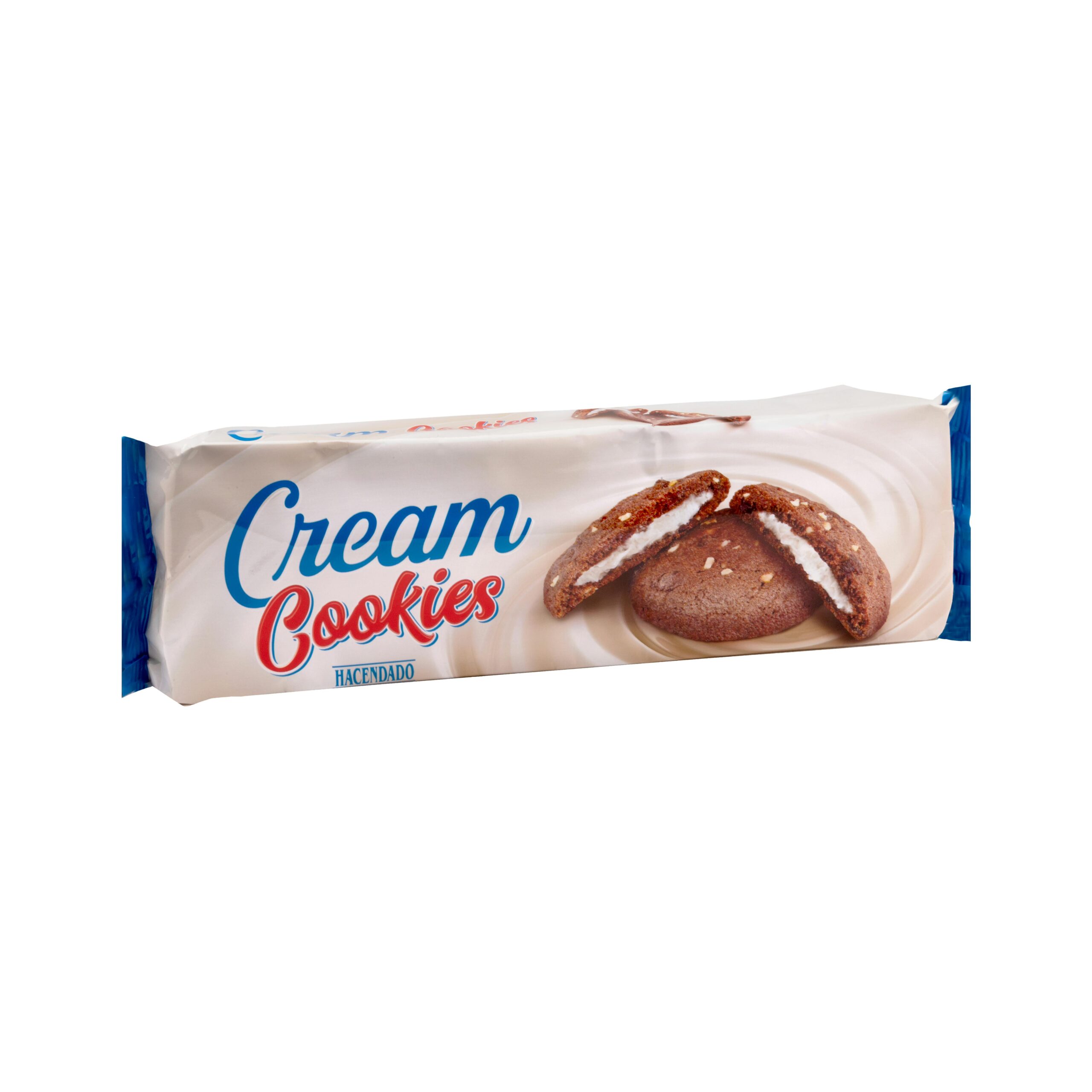 Galletas Cream Cookies Hacendado 12% de chocolate negro y 24% relleno de chocolate blanco Mercadona