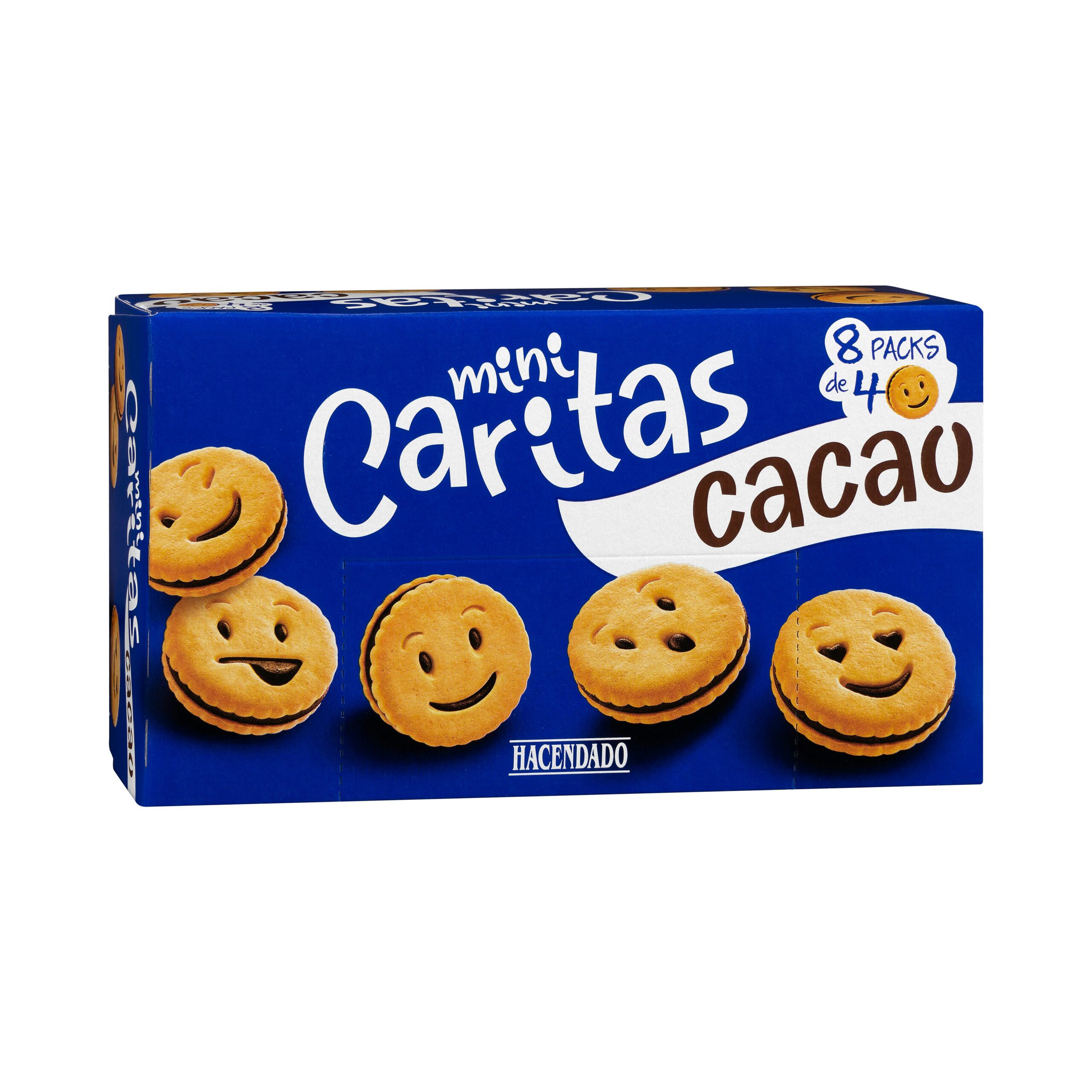 Galletas mini caritas Hacendado con crema de cacao Mercadona