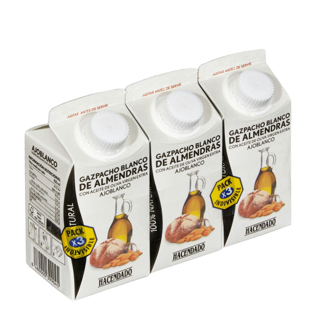 Gazpacho blanco de almendras Hacendado con ajo blanco