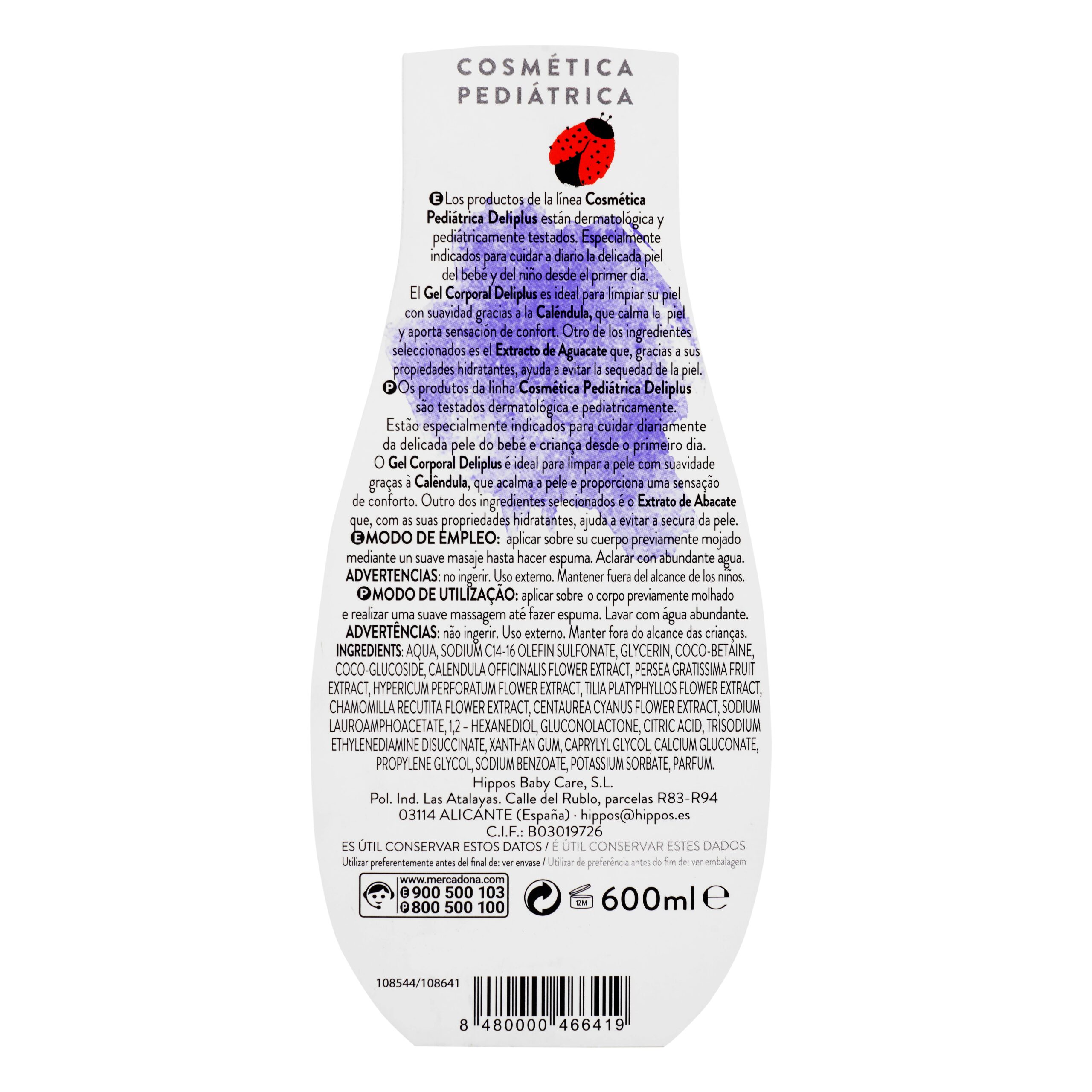 Etiqueta Gel corporal infantil Deliplus