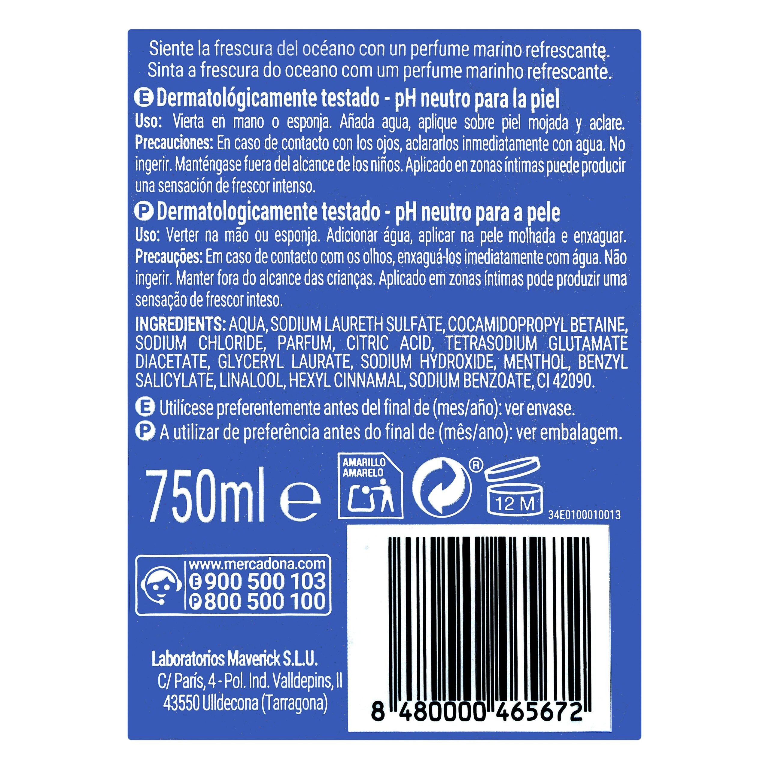 Etiqueta Gel de baño frescor azul Deliplus piel normal