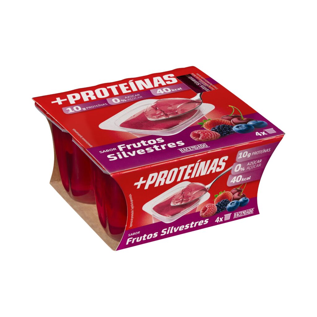 Gelatina sabor a frutos silvestres +Proteínas Hacendado 10 g proteínas 0% azúcar