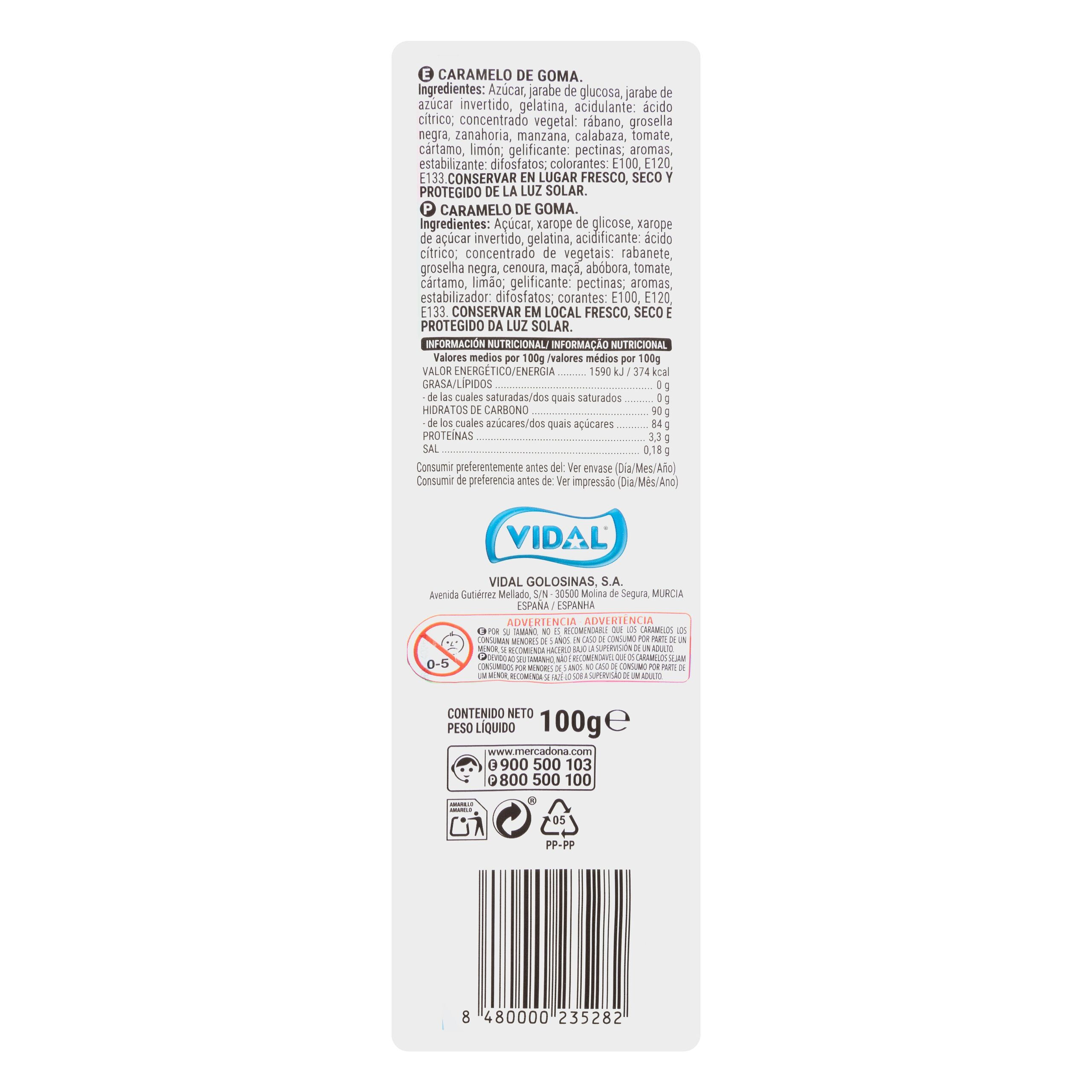 Etiqueta Golosinas Dentaduras Hacendado