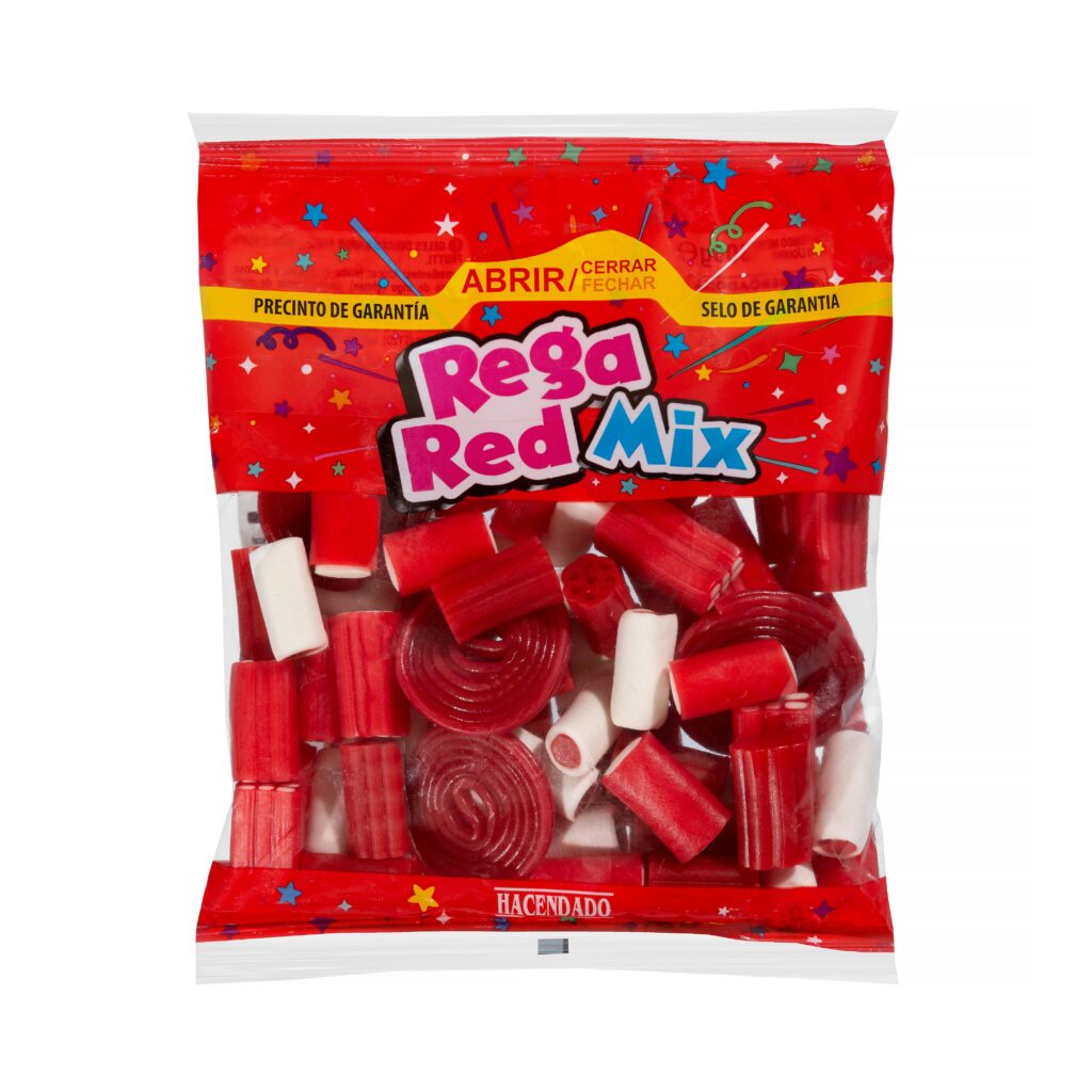 Golosinas Rega Red Mix Hacendado sabor fresa