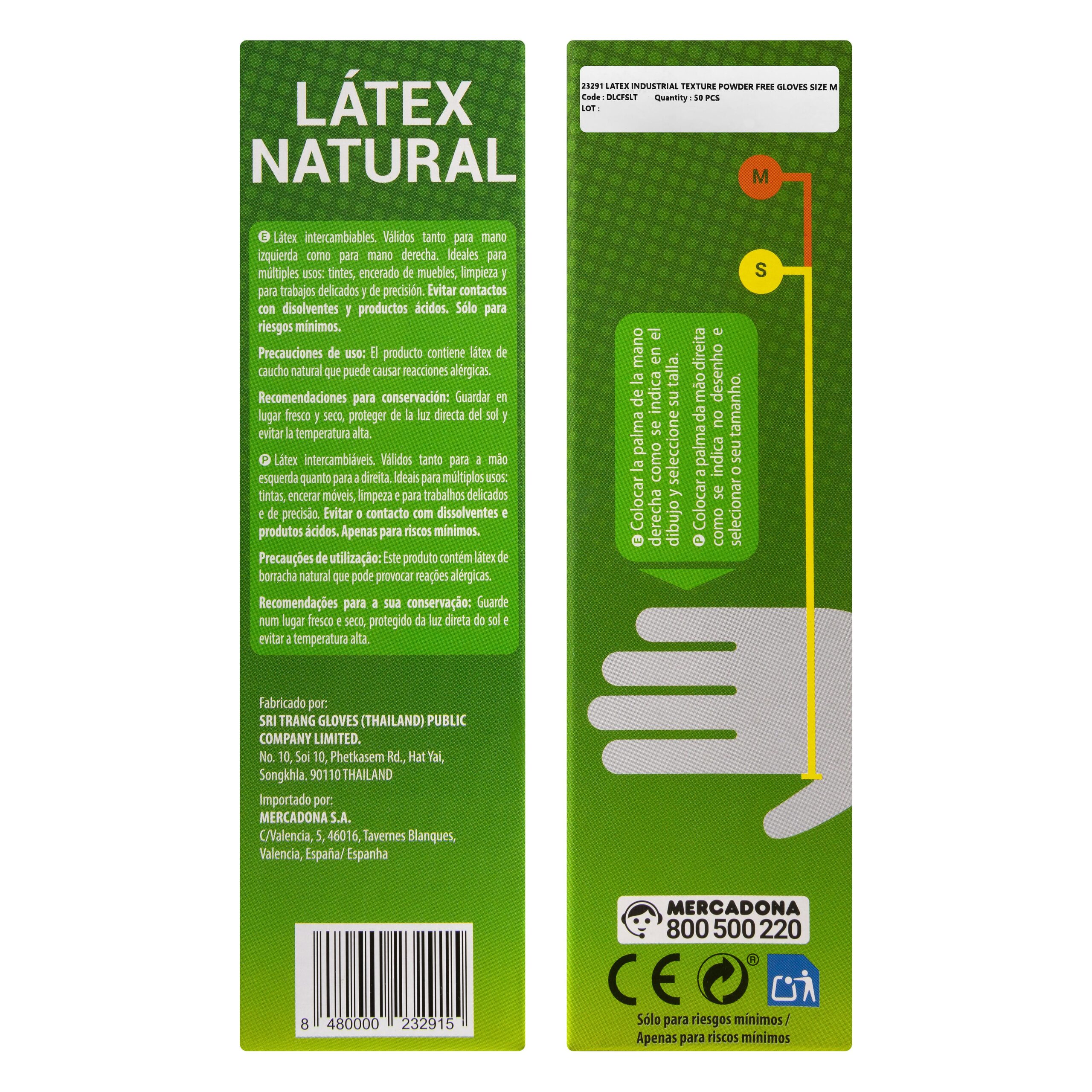 Etiqueta Guantes de látex Bosque Verde talla mediana desechables