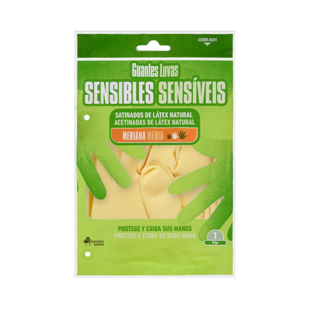 Guantes de látex Bosque Verde talla mediana sensibles