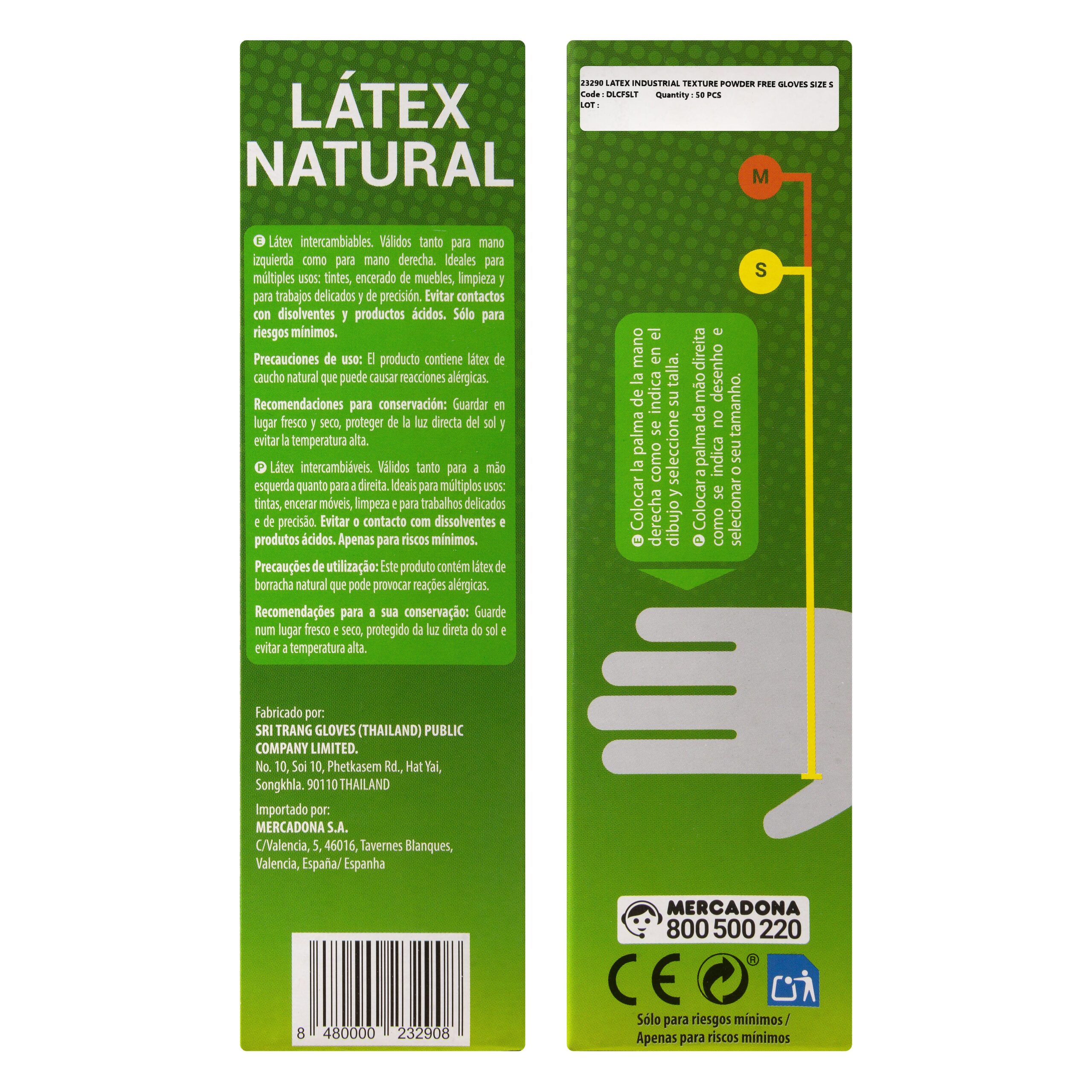 Etiqueta Guantes de látex Bosque Verde talla pequeña desechables