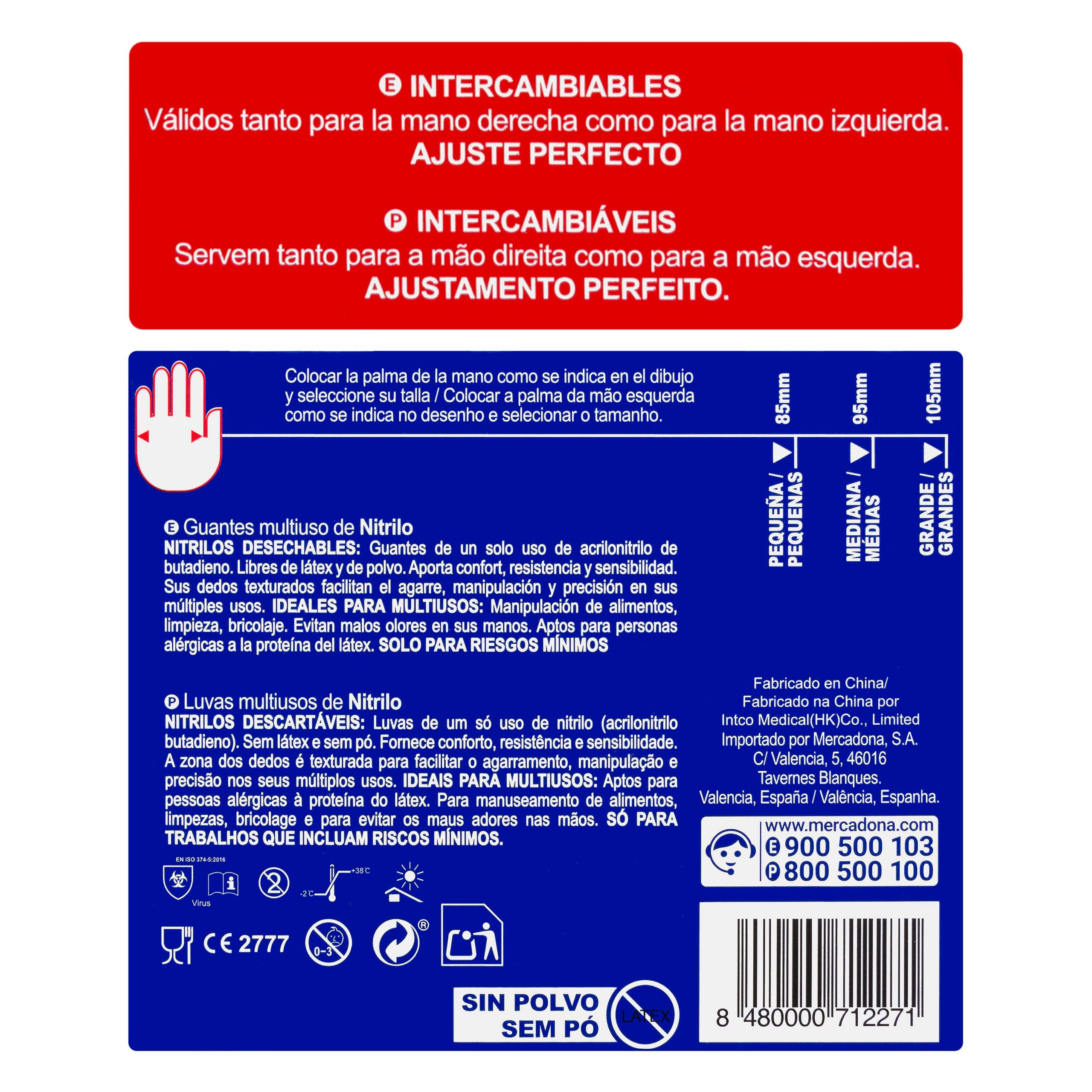 Etiqueta Guantes de nitrilo Bosque Verde talla grande desachables