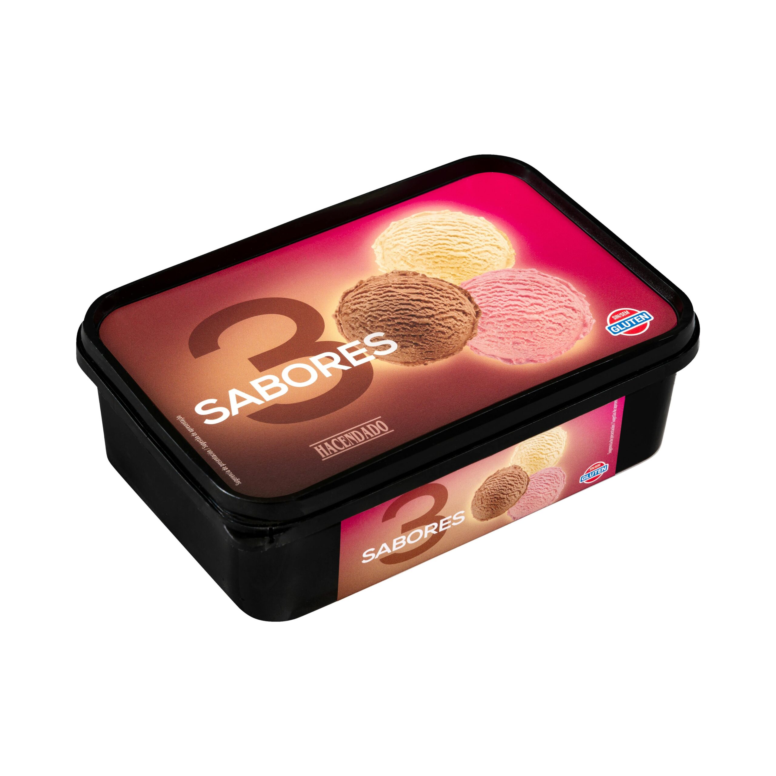 Helado 3 sabores Hacendado chocolate, vainilla y fresa Mercadona