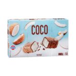 Helado barrita crema sabor coco Hacendado con cobertura de chocolate con leche