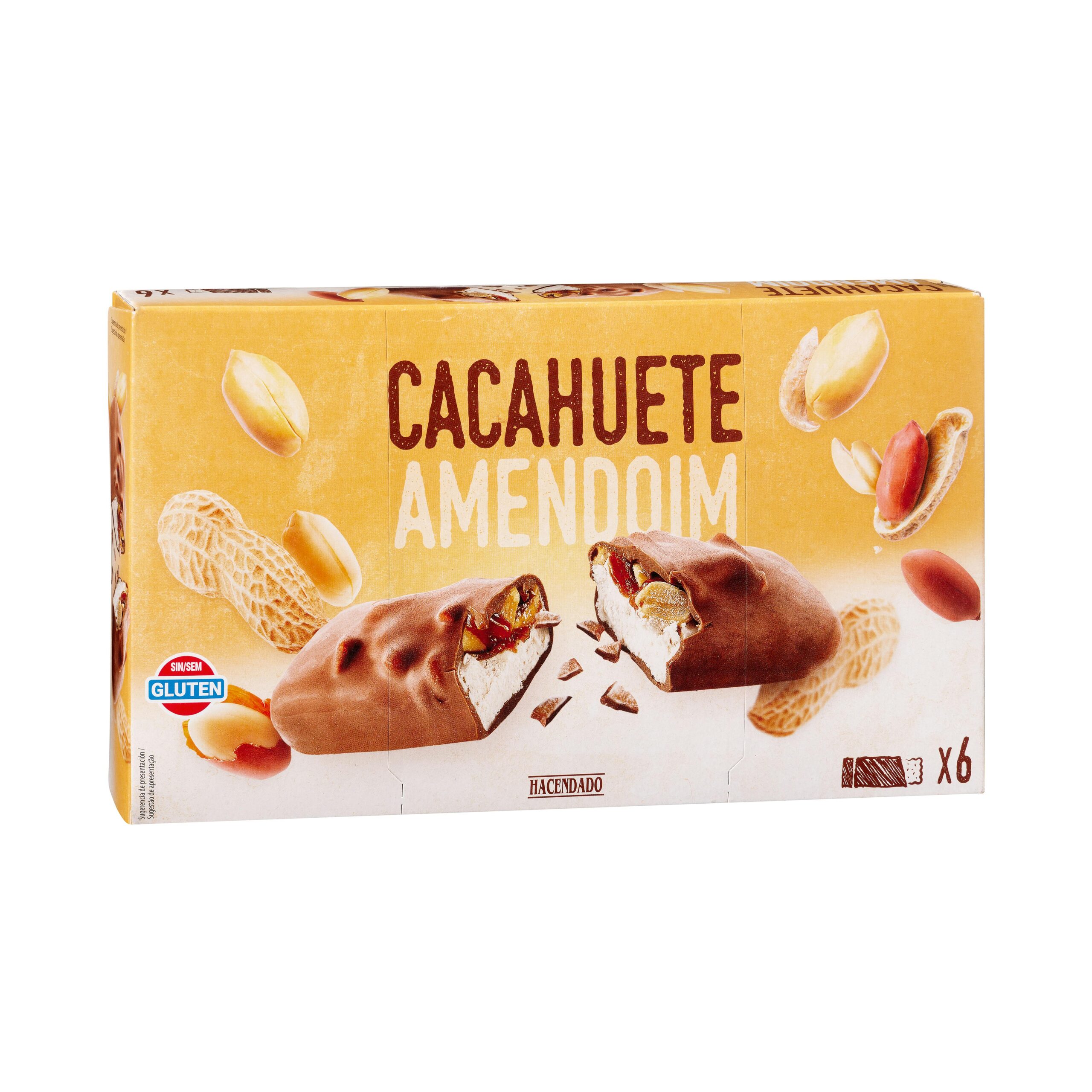 Helado barrita sabor cacahuete Hacendado con cobertura de chocolate con leche Mercadona