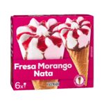 Helado cucurucho fresa nata Helado cucurucho fresa nata