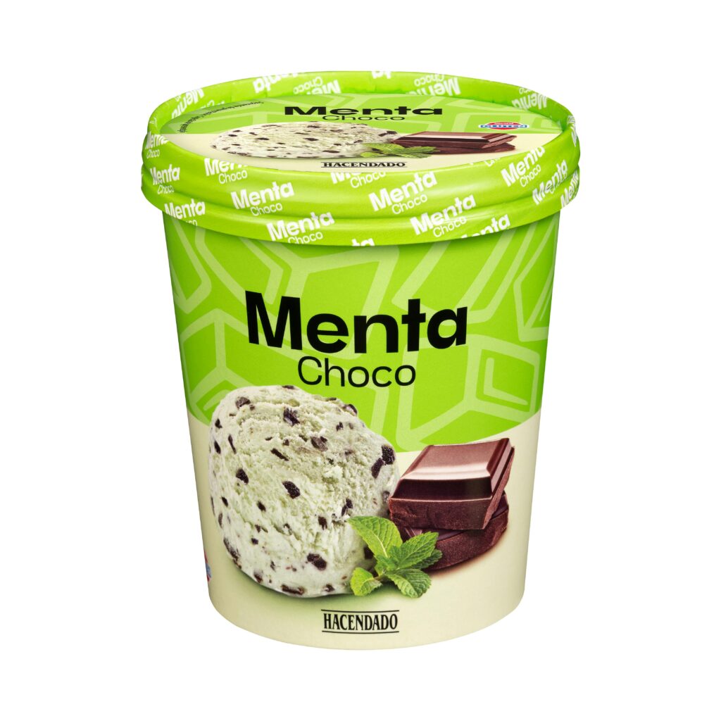 Helado menta choco con trocitos sabor chocolate Hacendado
