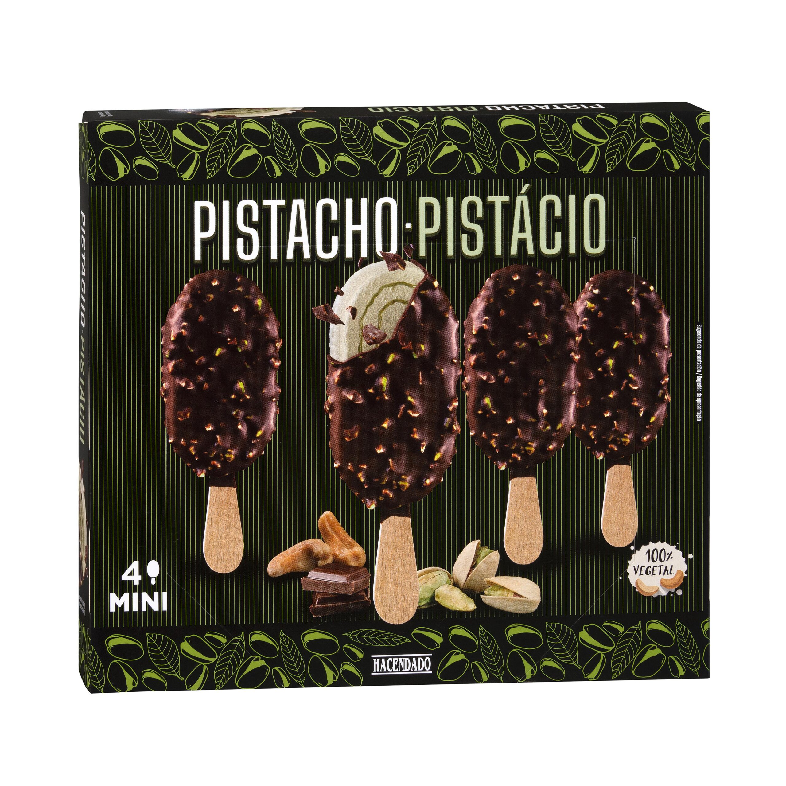 Helado vegetal mini a base de anacardo con crema de pistacho Hacendado Mercadona