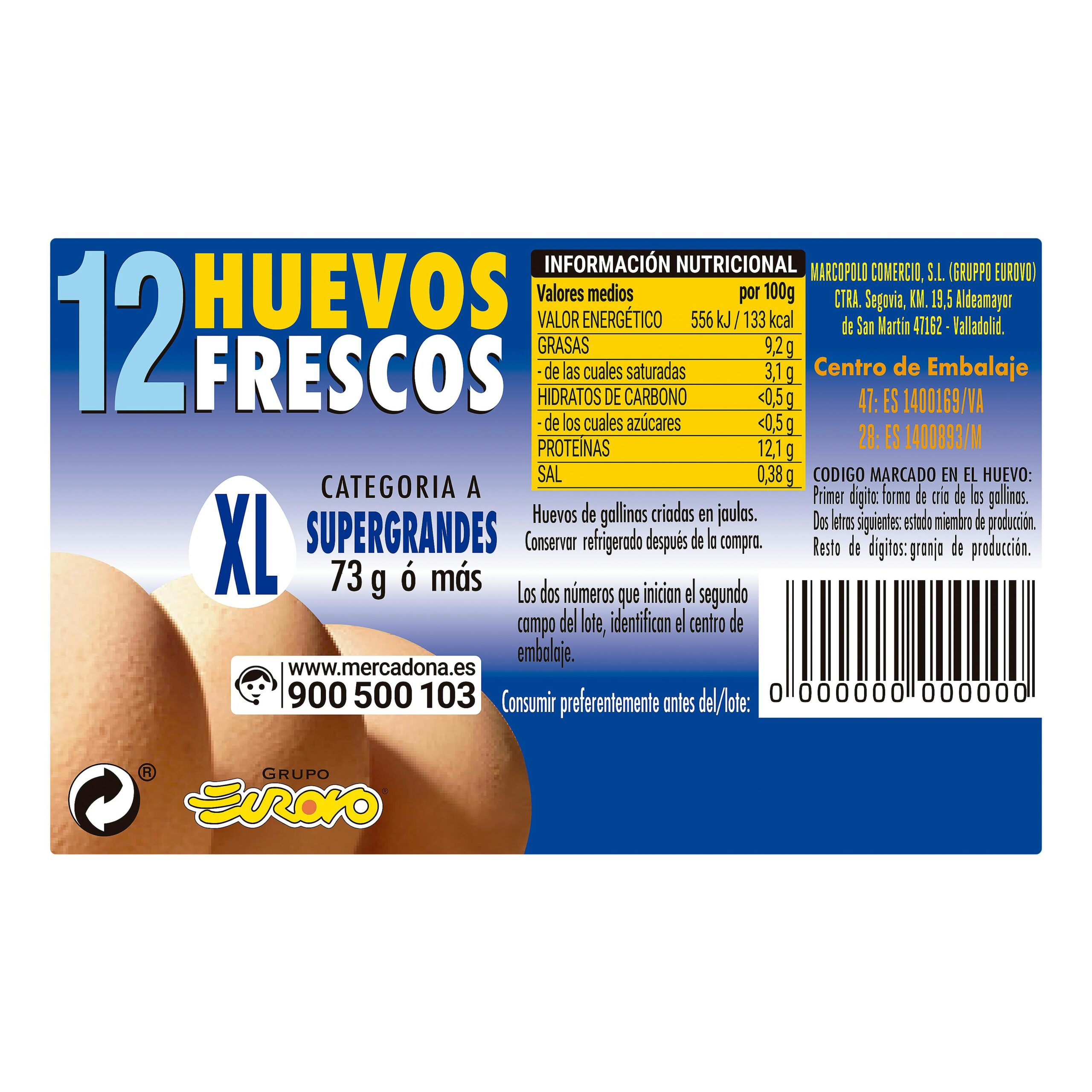 Etiqueta Huevos super grandes XL