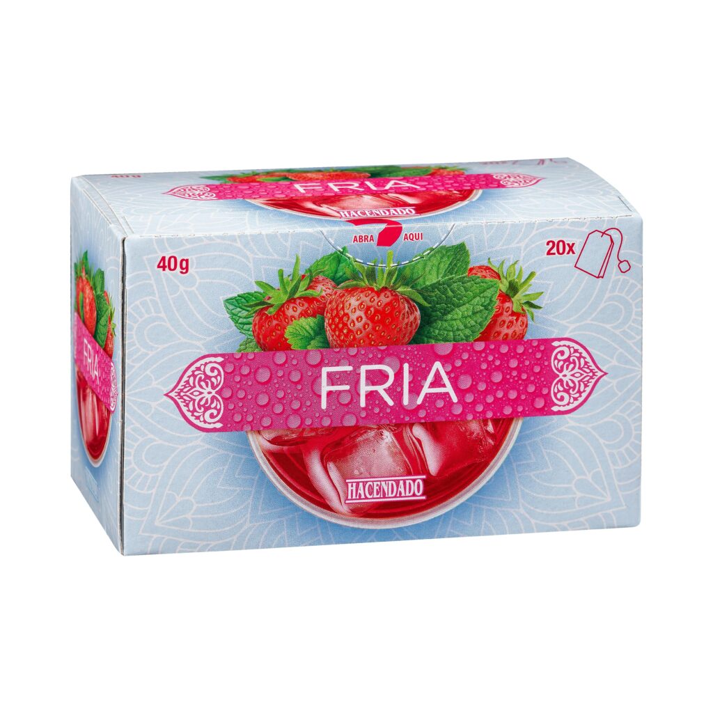 Infusión fría Hacendado con sabor a fresa y hierbabuena