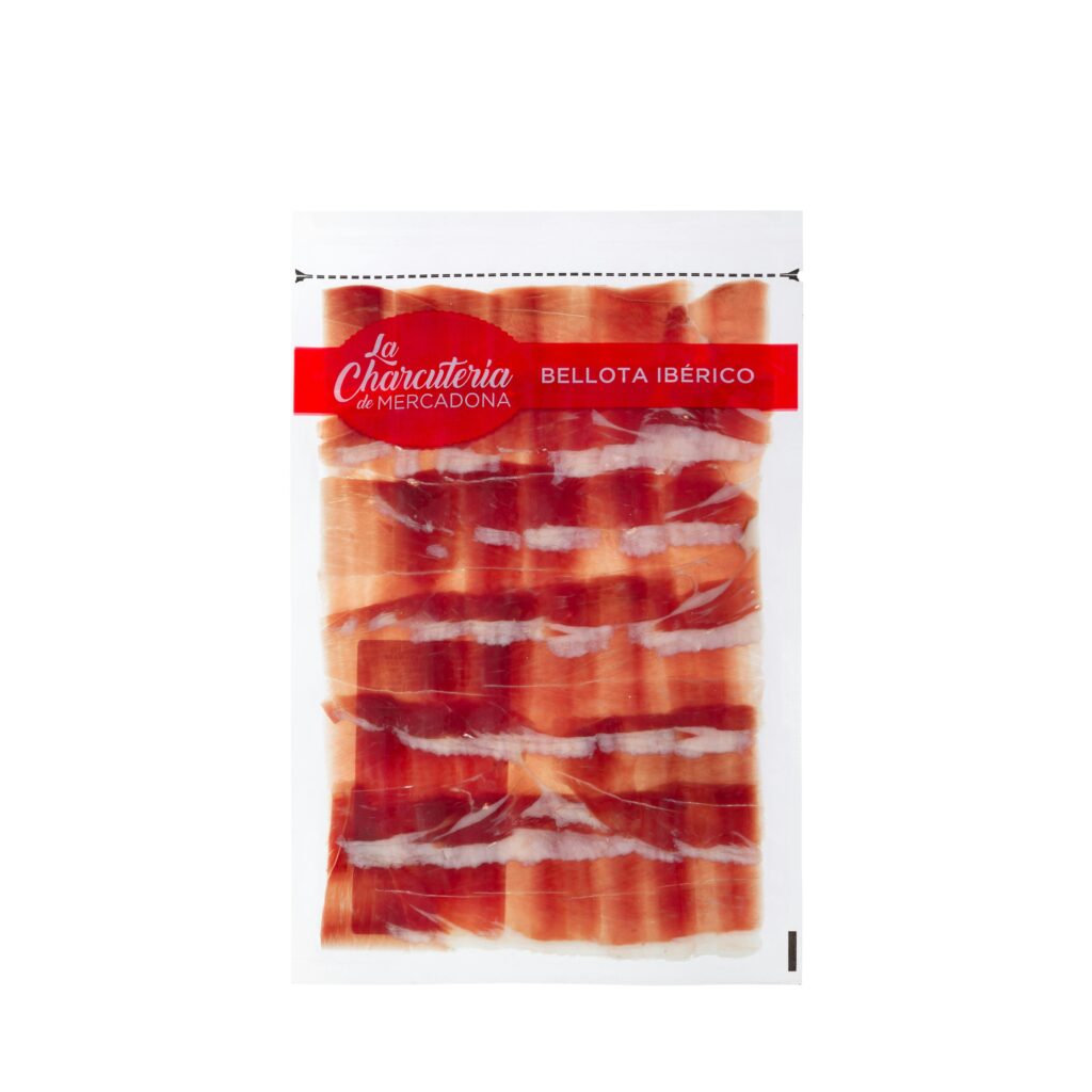 Jamón bellota ibérico cortado a cuchillo envasado al vacío