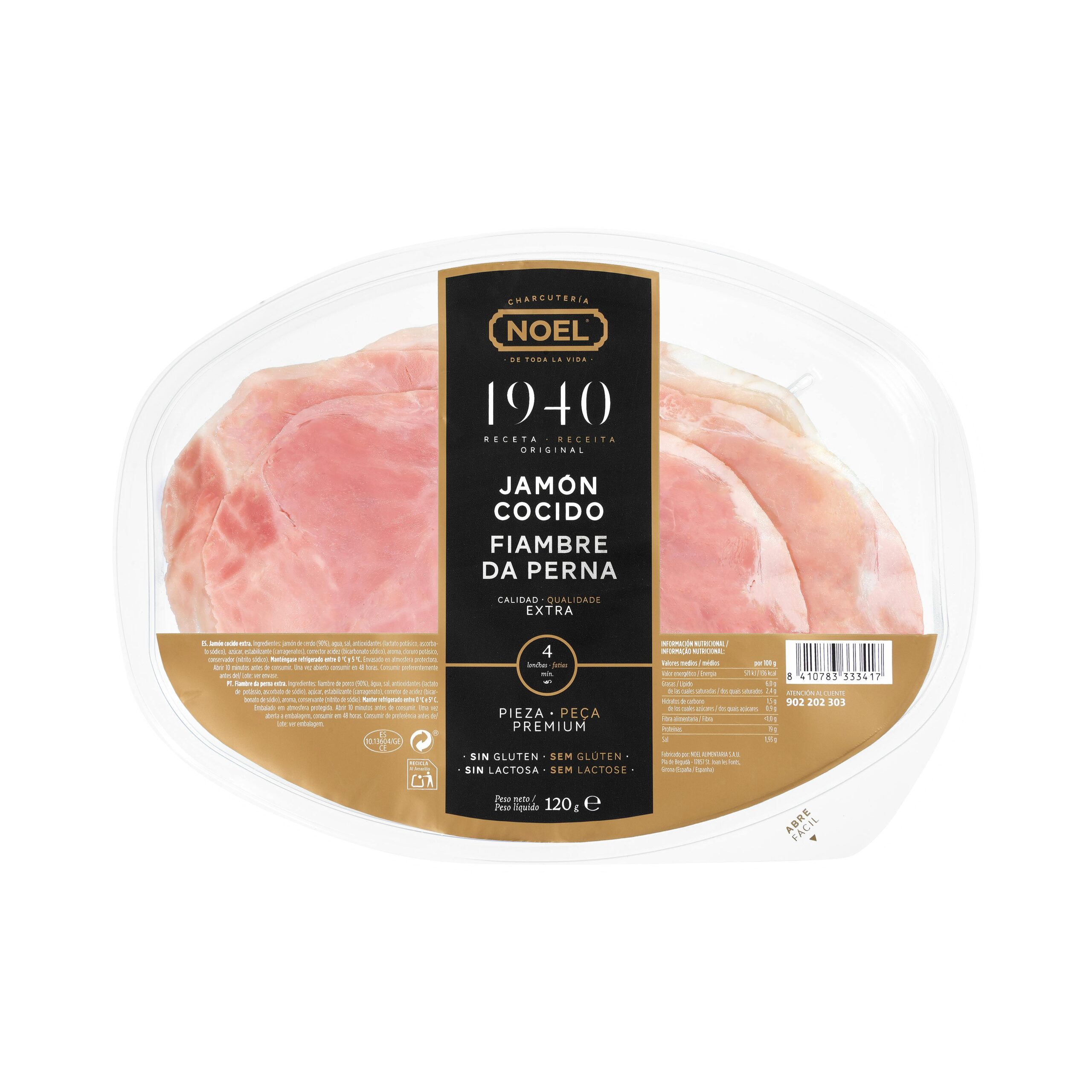 Jamón cocido Noel lonchas Mercadona