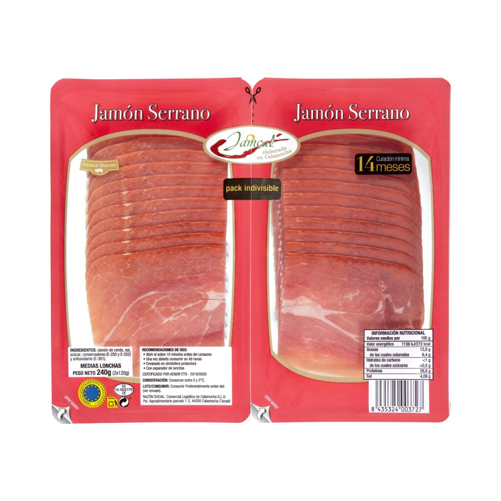 Jamón serrano medias lonchas Jamcal