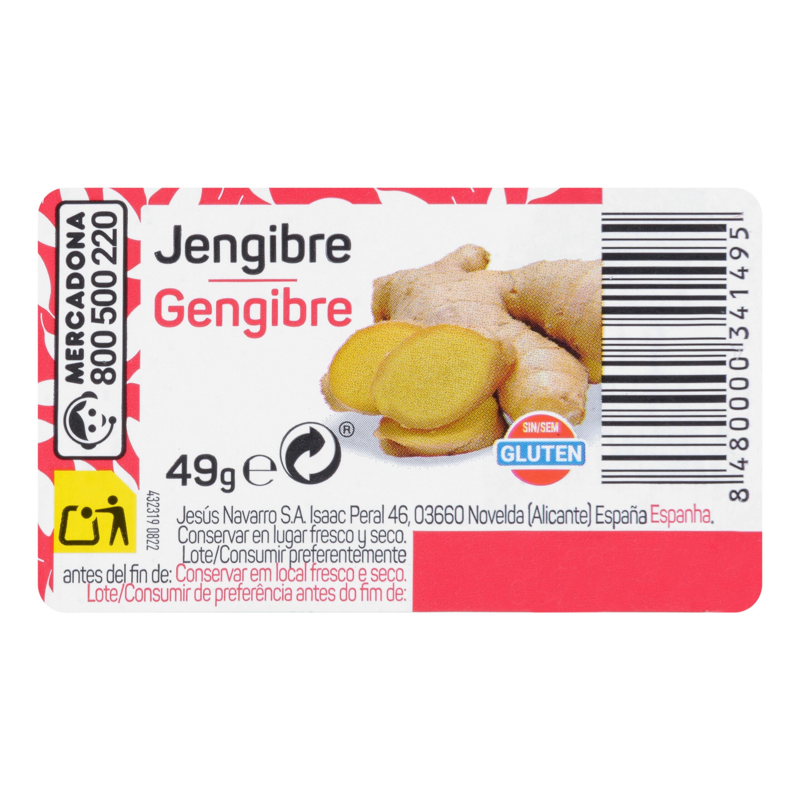 Etiqueta Jengibre molido Hacendado
