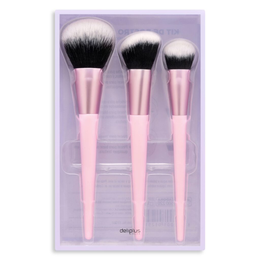 Kit de pinceles rostro Deliplus contiene brocha para polvos