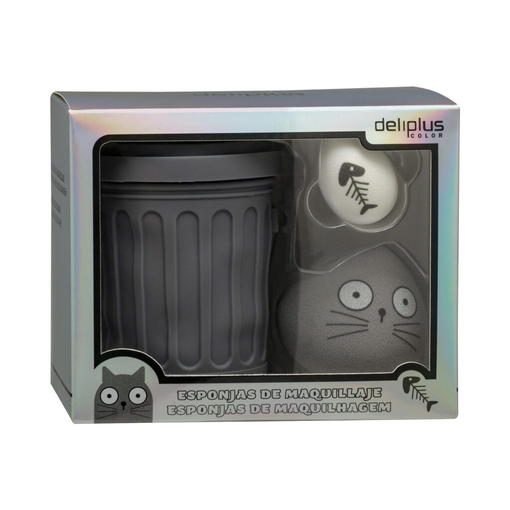 Kit esponjas de maquillaje Deliplus contiene 2 esponjas de maquillaje y 1 barril de silicona para guardarlas