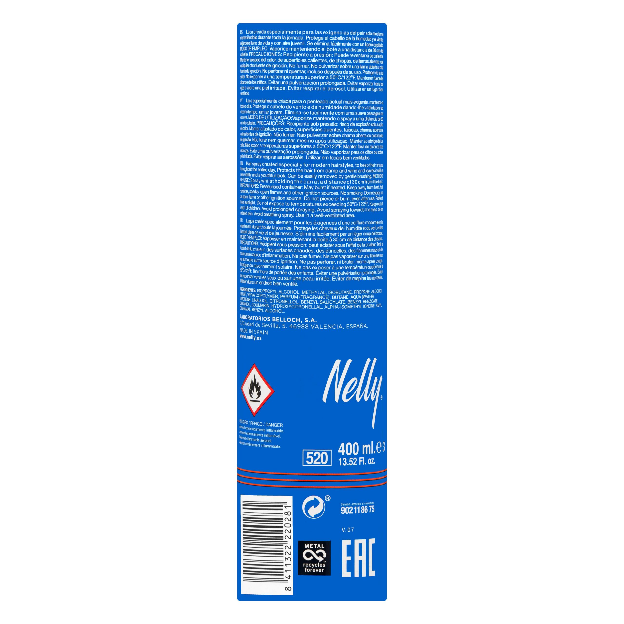 Etiqueta Laca cabello Nelly
