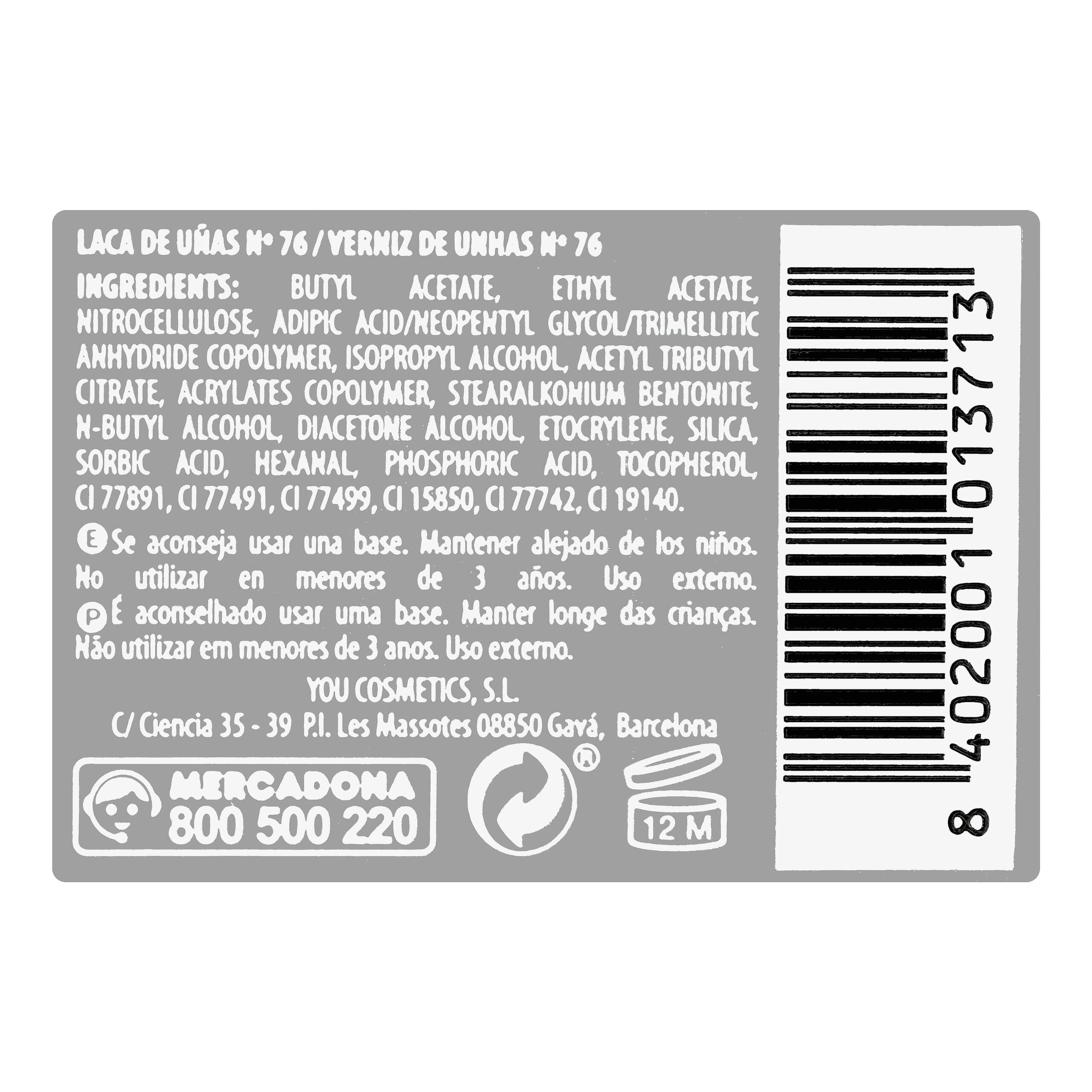 Etiqueta Laca de uñas alto brillo Deliplus 76 rosa medio