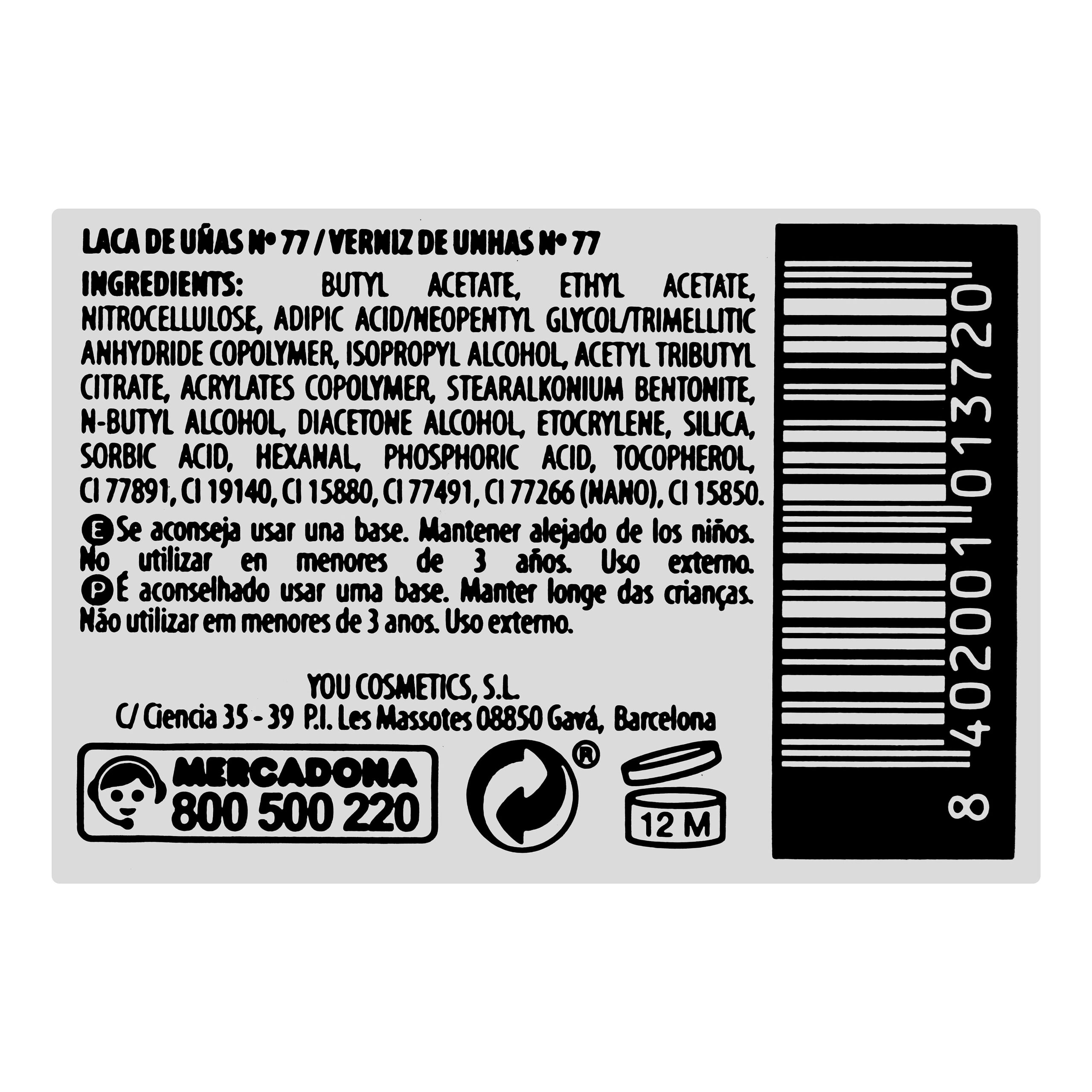 Etiqueta Laca de uñas alto brillo Deliplus 77 teja
