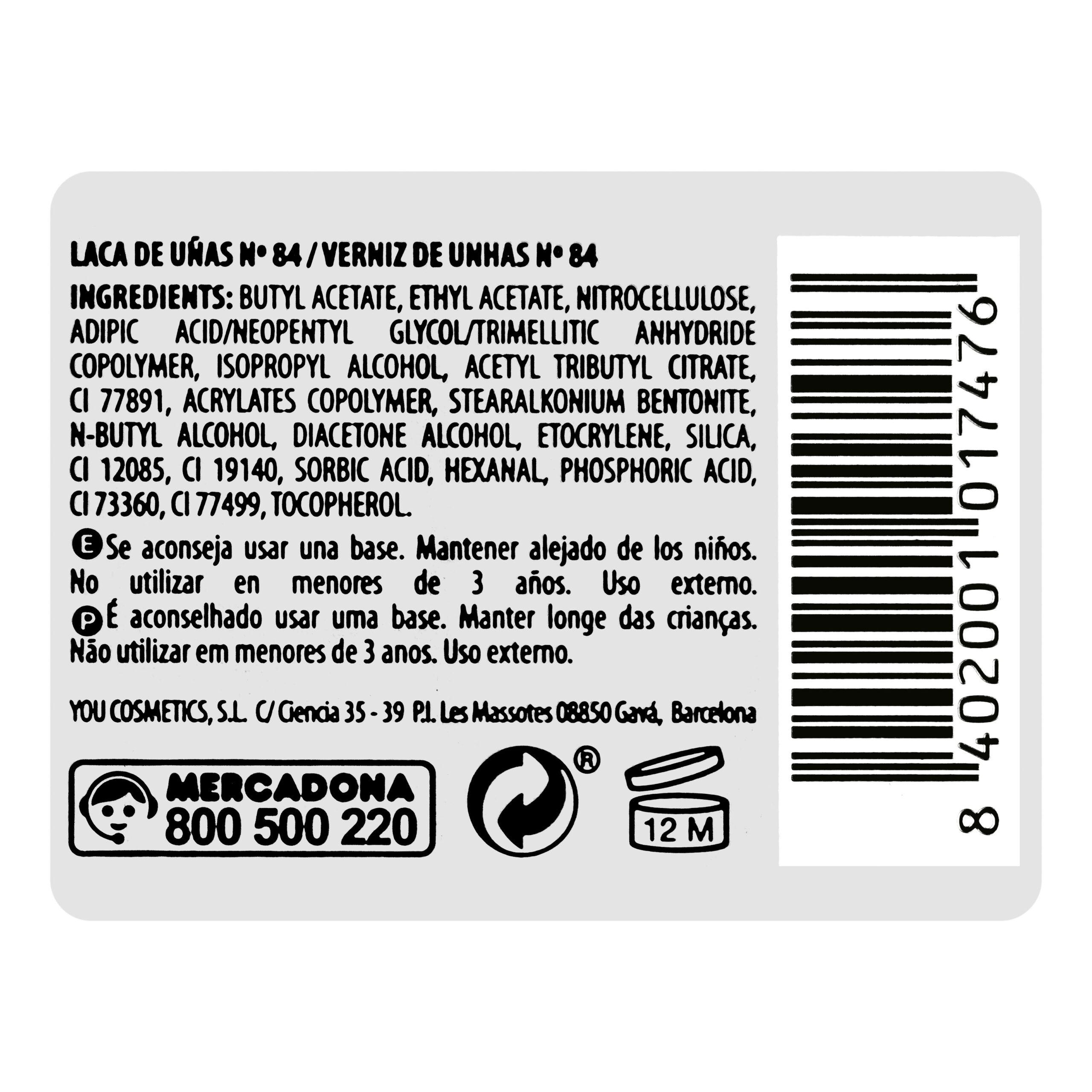 Etiqueta Laca de uñas alto brillo Deliplus 84 naranja