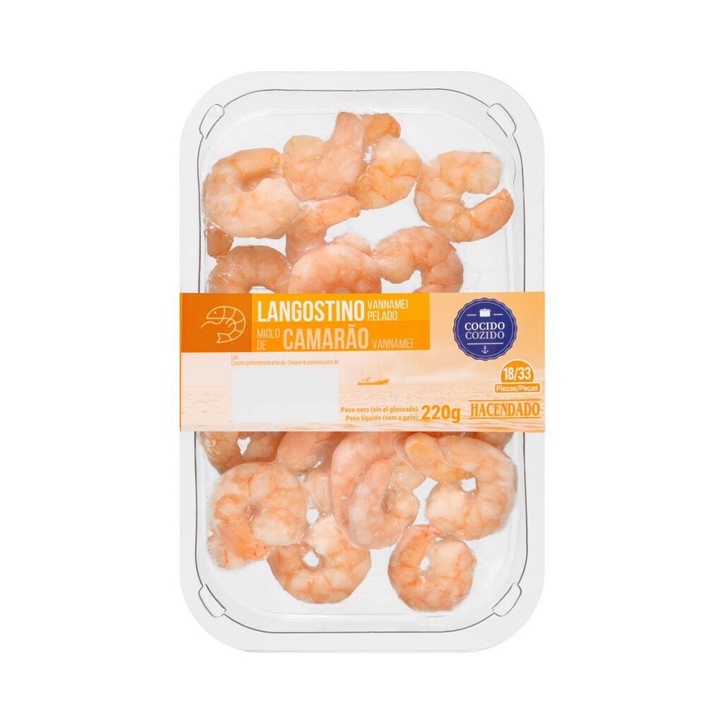 Langostino cocido y pelado Hacendado ultracongelado