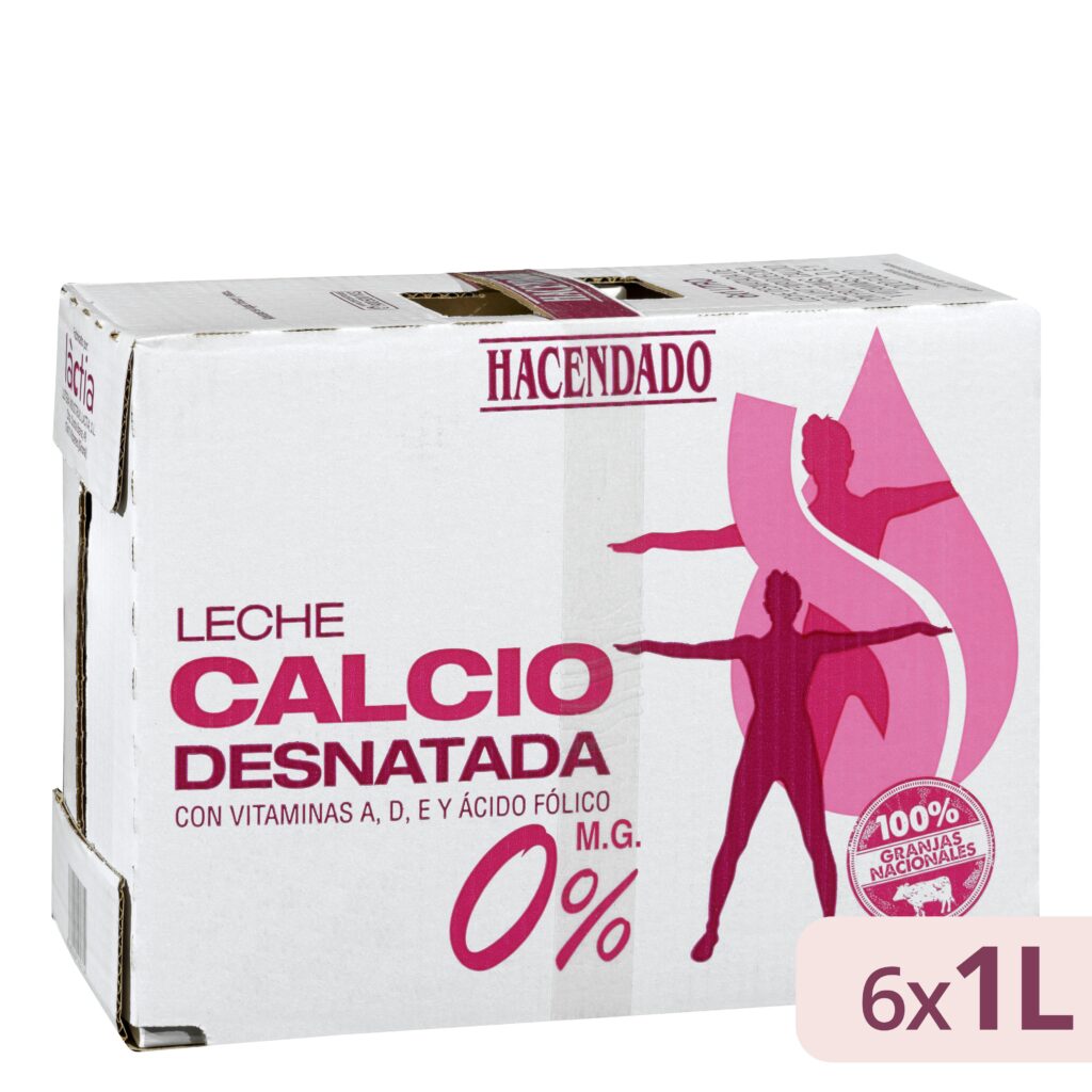Leche desnatada calcio Hacendado