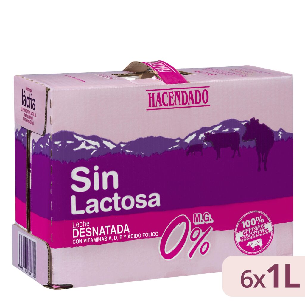 Leche desnatada sin lactosa Hacendado