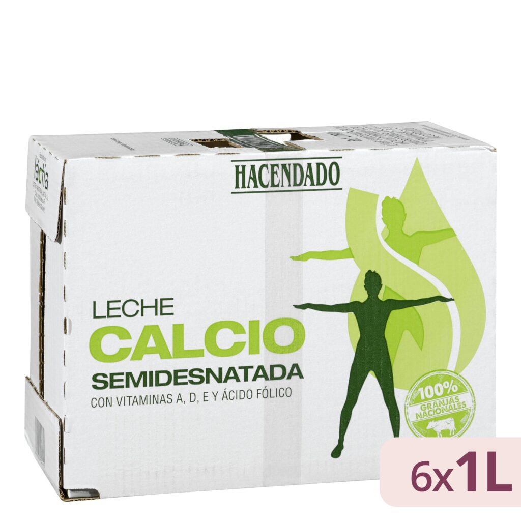 Leche semidesnatada calcio Hacendado