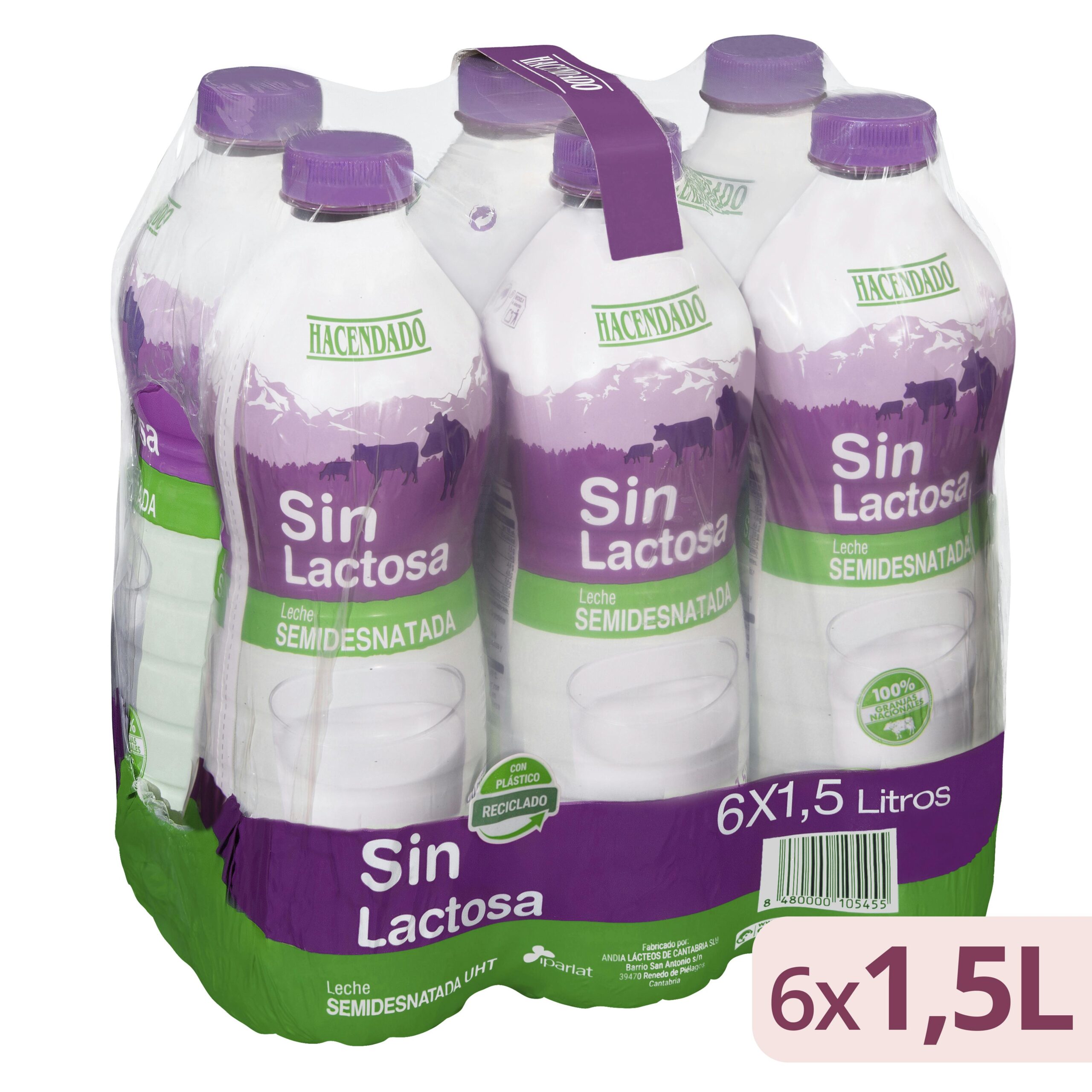 Leche semidesnatada sin lactosa Hacendado Mercadona