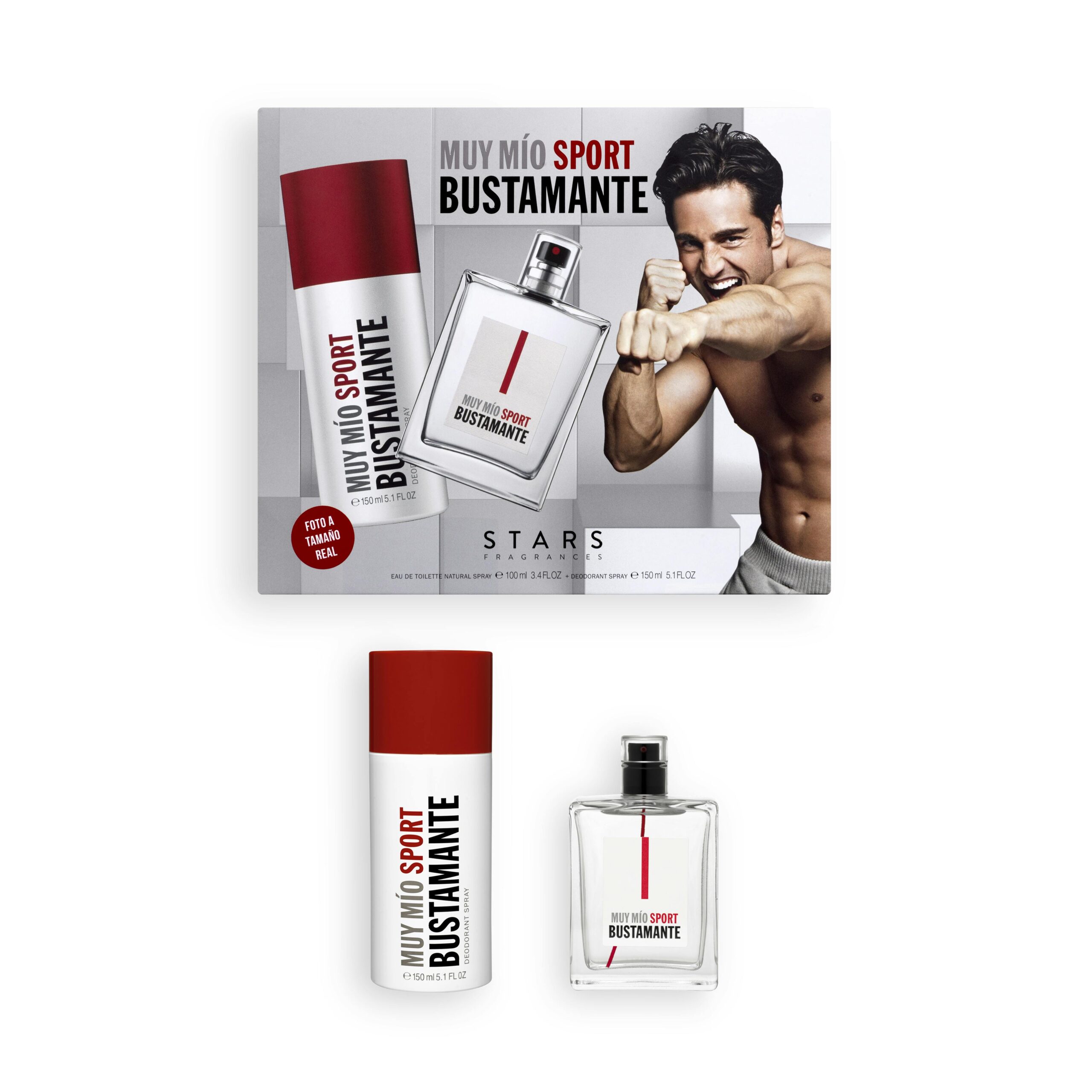 Lote hombre Bustamante Muy mío sport contiene eau de toilette 100 ml y desodorante 150 ml Mercadona