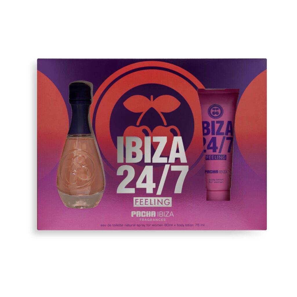 Lote mujer Pacha Ibiza 24/7 Feeling contiene eau de toilette 80 ml y loción para el cuerpo 75 ml