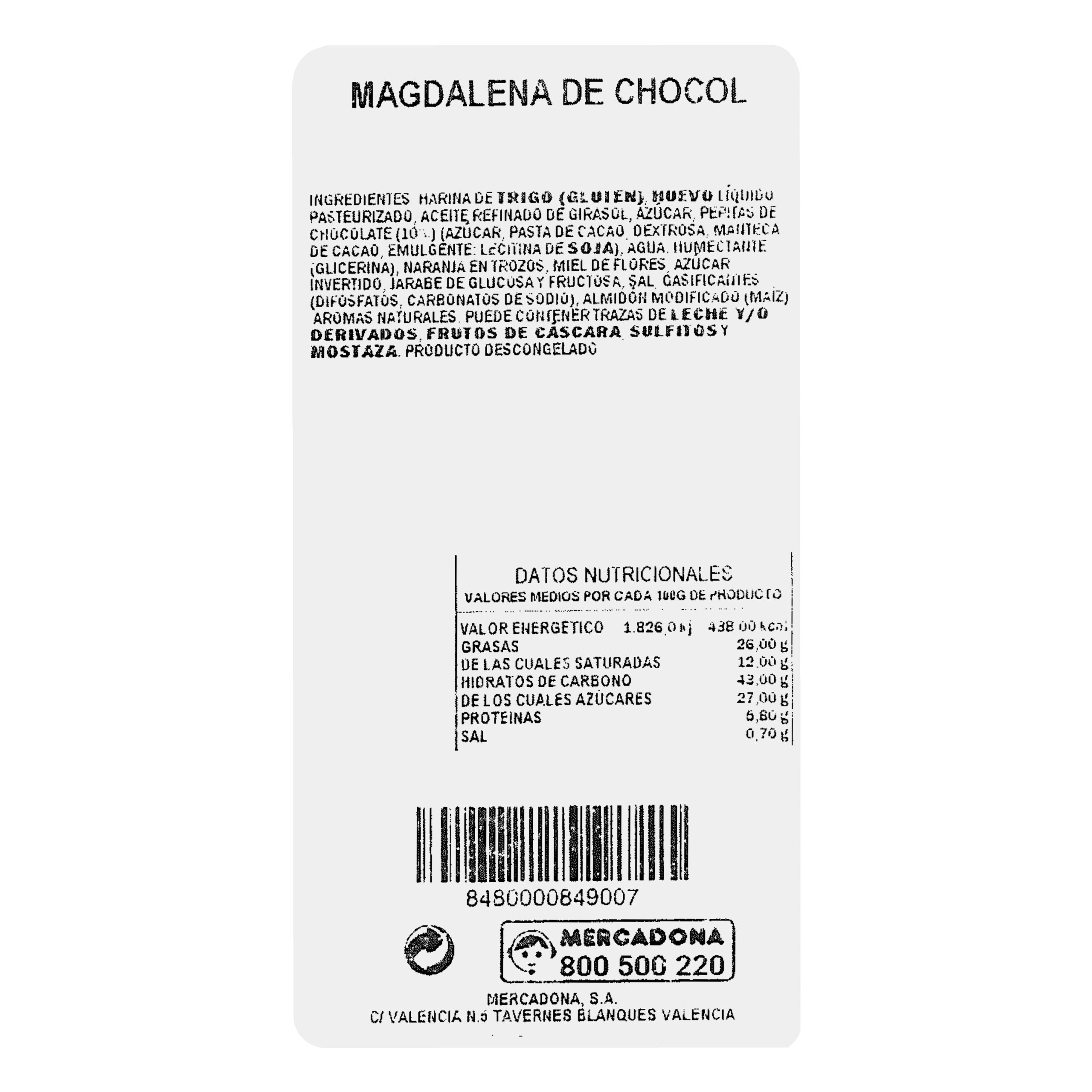 Etiqueta Magdalenas con pepitas de chocolate