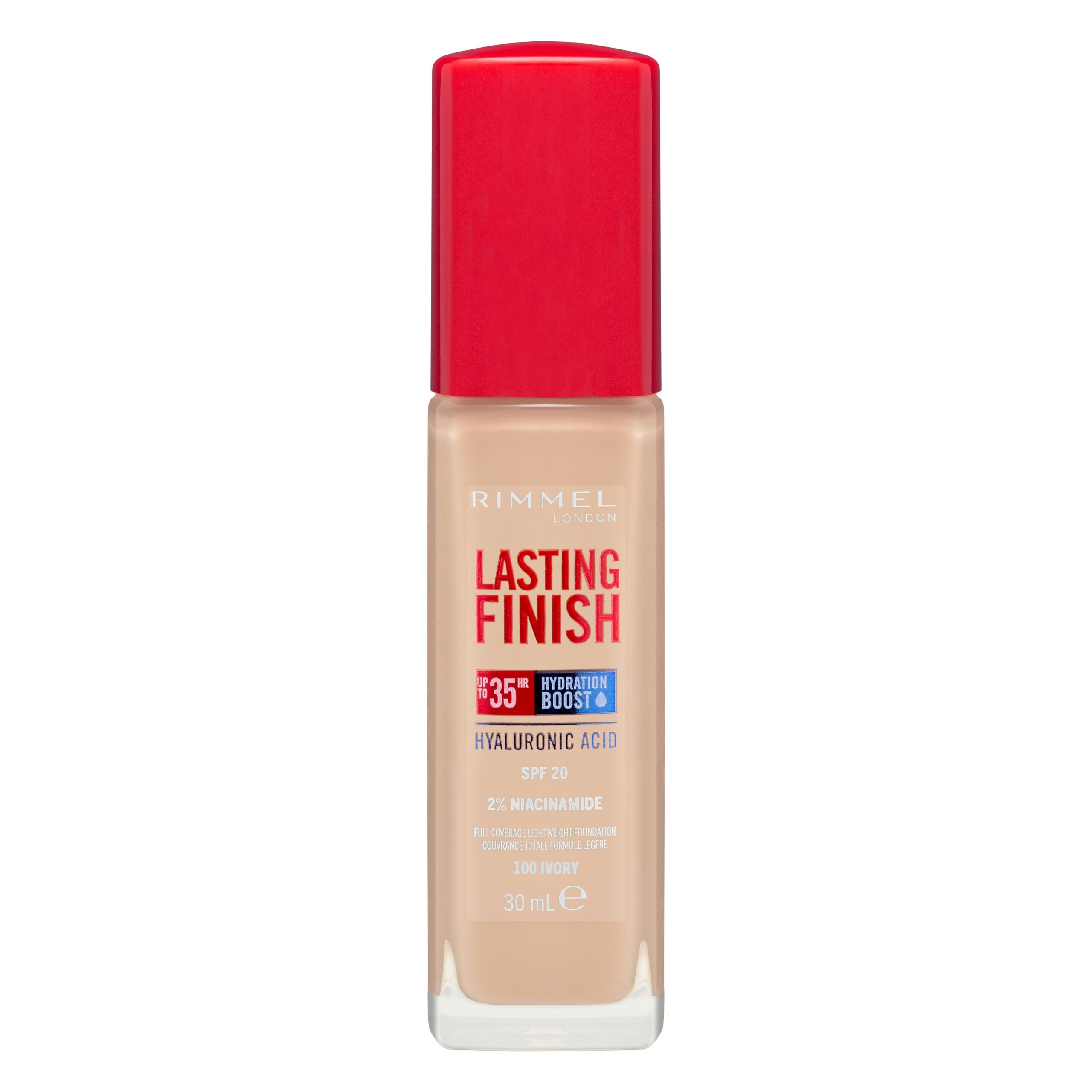 Maquillaje fluido Lasting Finish Rimmel London 100 Ivory FPS 20 Mercadona
