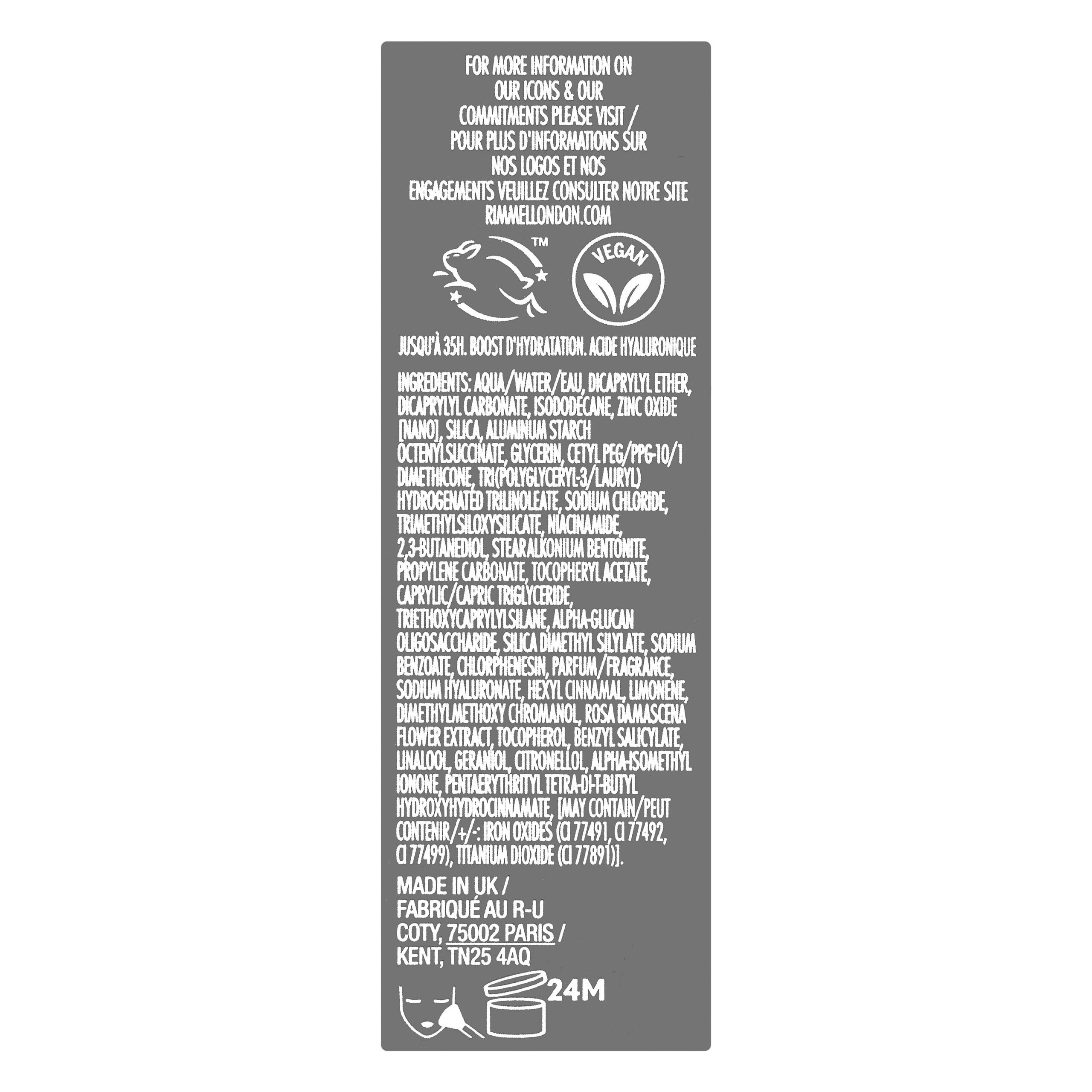 Etiqueta Maquillaje fluido Lasting Finish Rimmel London 203 True beige FPS 20