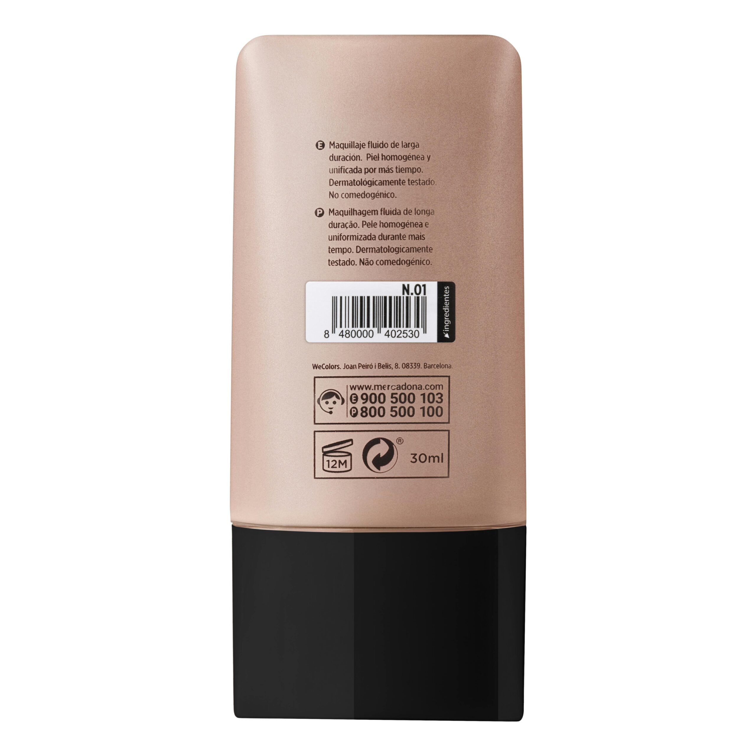Etiqueta Maquillaje fluido Long Lasting Deliplus 01 beige claro