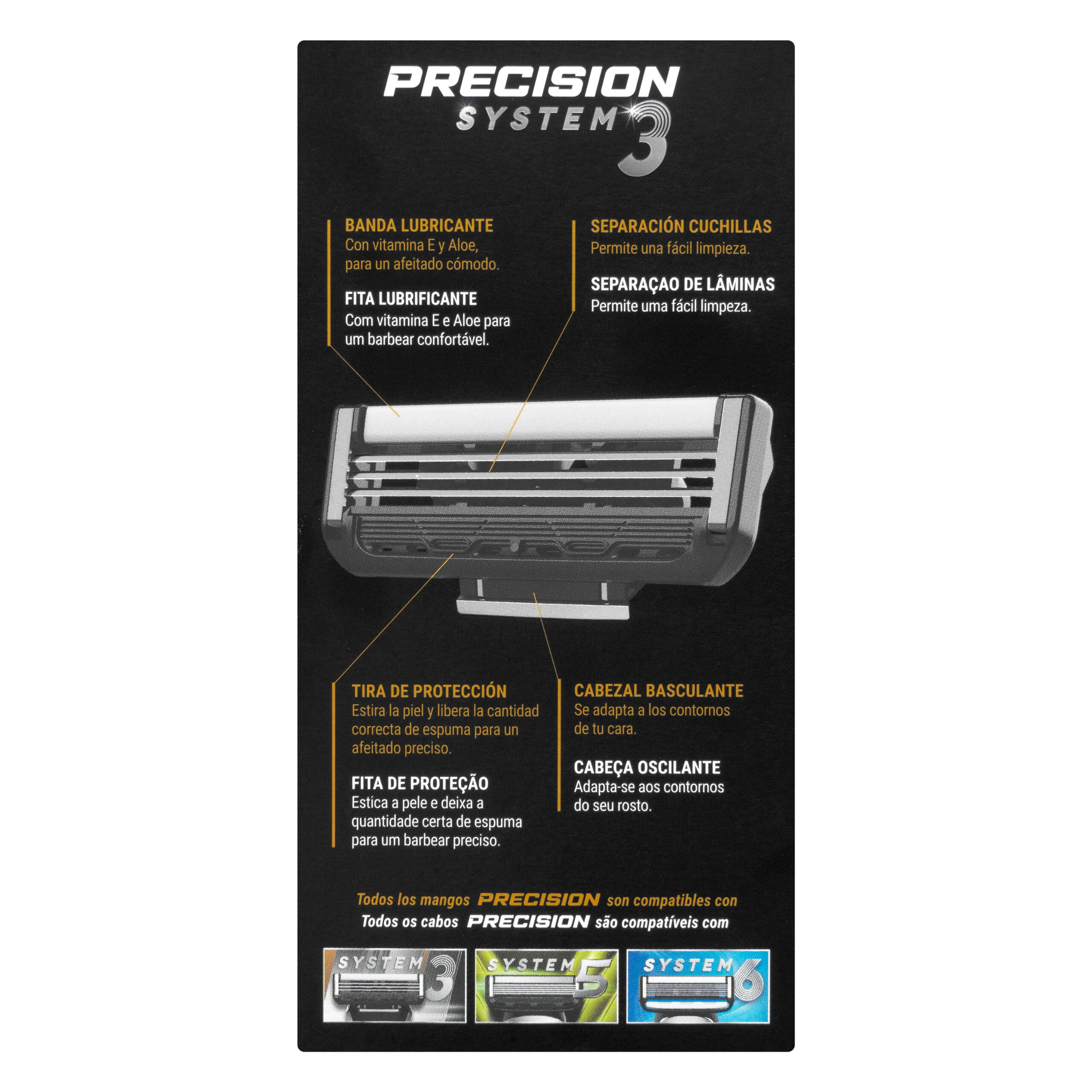 Etiqueta Maquinilla de afeitar recargable Deliplus Precision System 3 hojas