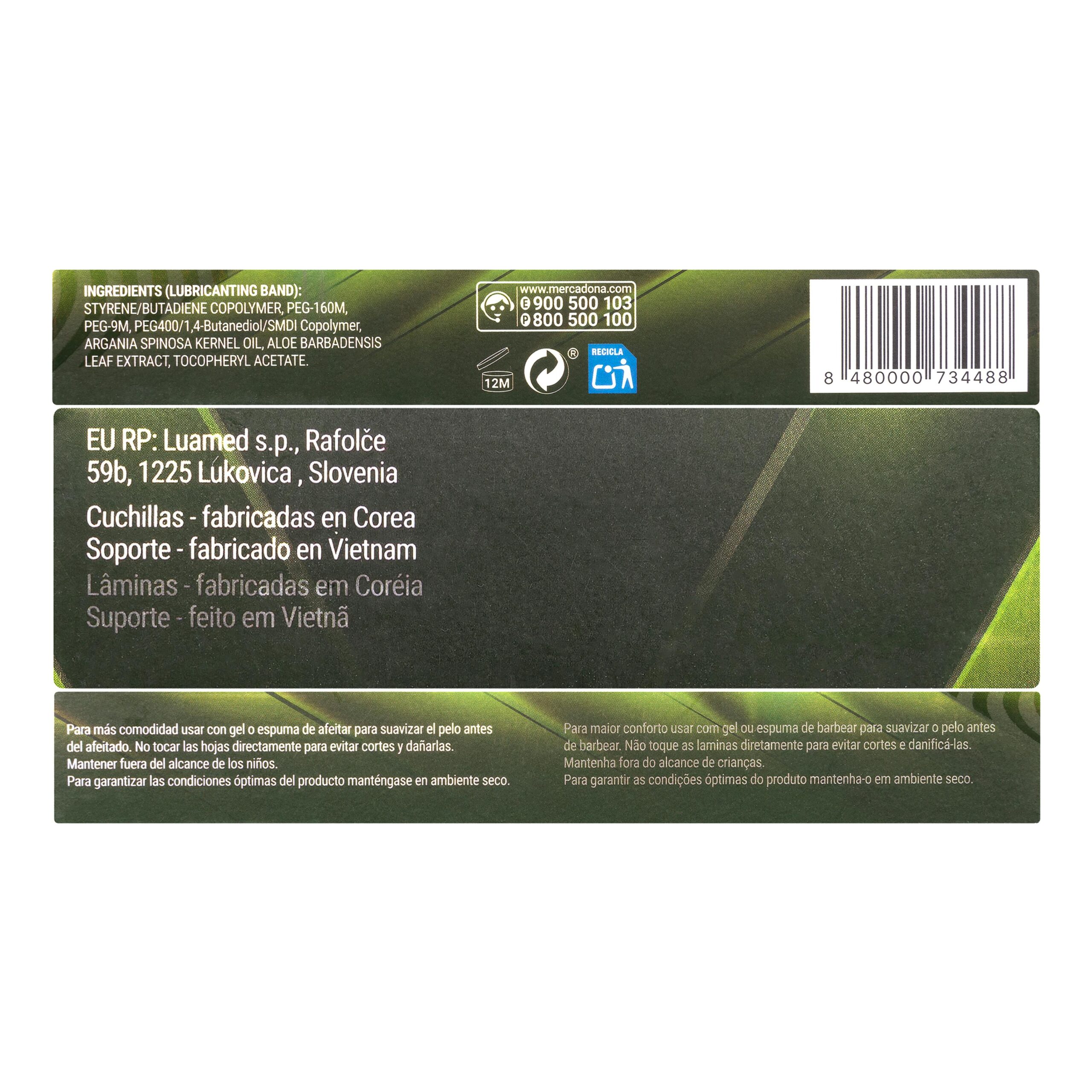 Etiqueta Maquinilla de afeitar recargable Deliplus Precision System 5 hojas