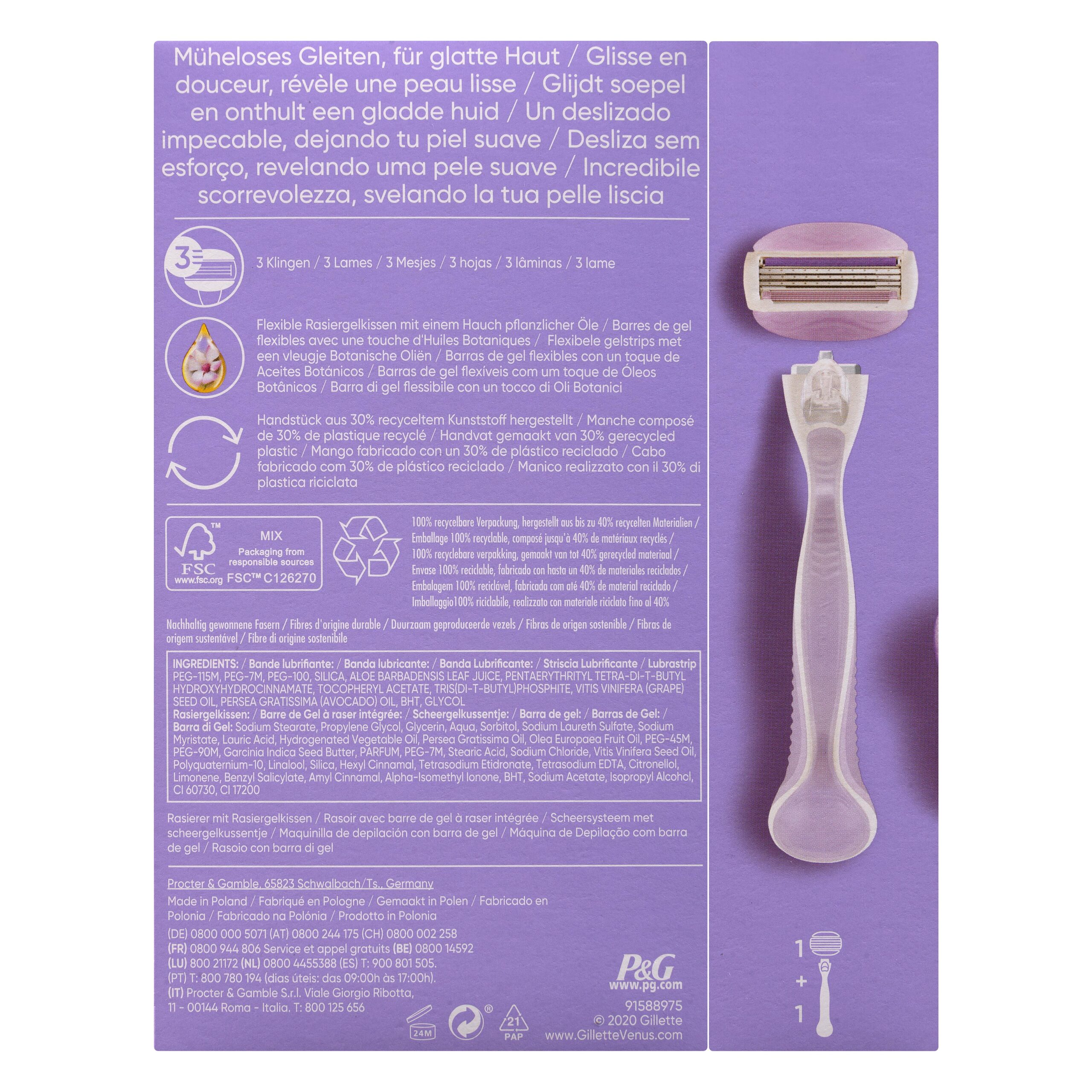 Etiqueta Maquinilla depilación recargable Gillette Venus Comfortglide Breeze 3 hojas