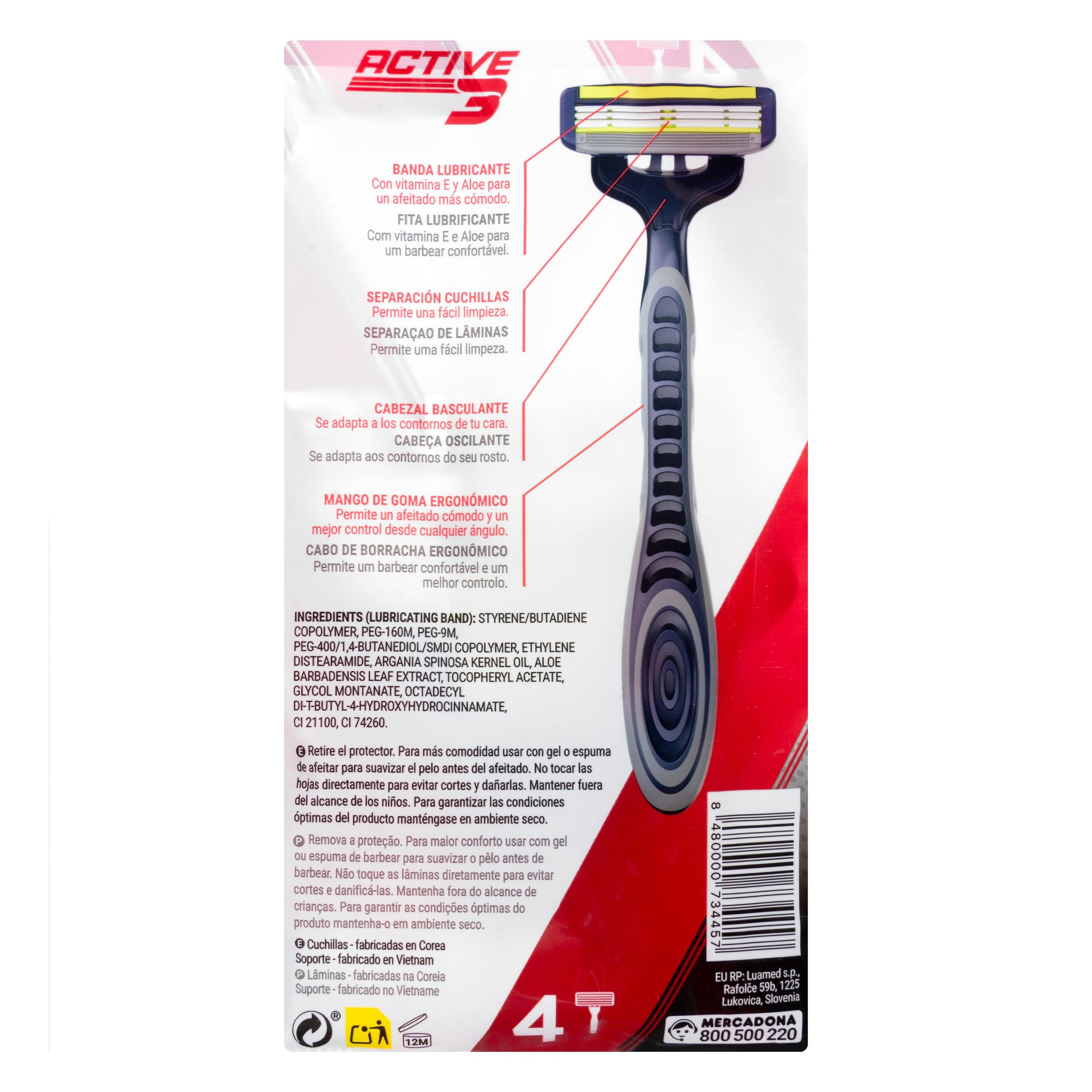 Etiqueta Maquinillas de afeitar desechables Deliplus Active 3 hojas